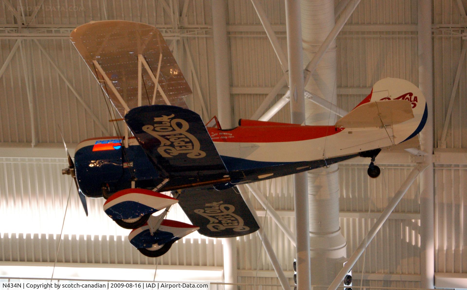 N434N, 1929 Travel Air D-4-D C/N 1340, 1929 Travel Air D4D Pepsi Skywriter at the Steven F. Udvar-Hazy Center, Smithsonian National Air and Space Museum, Chantilly, VA