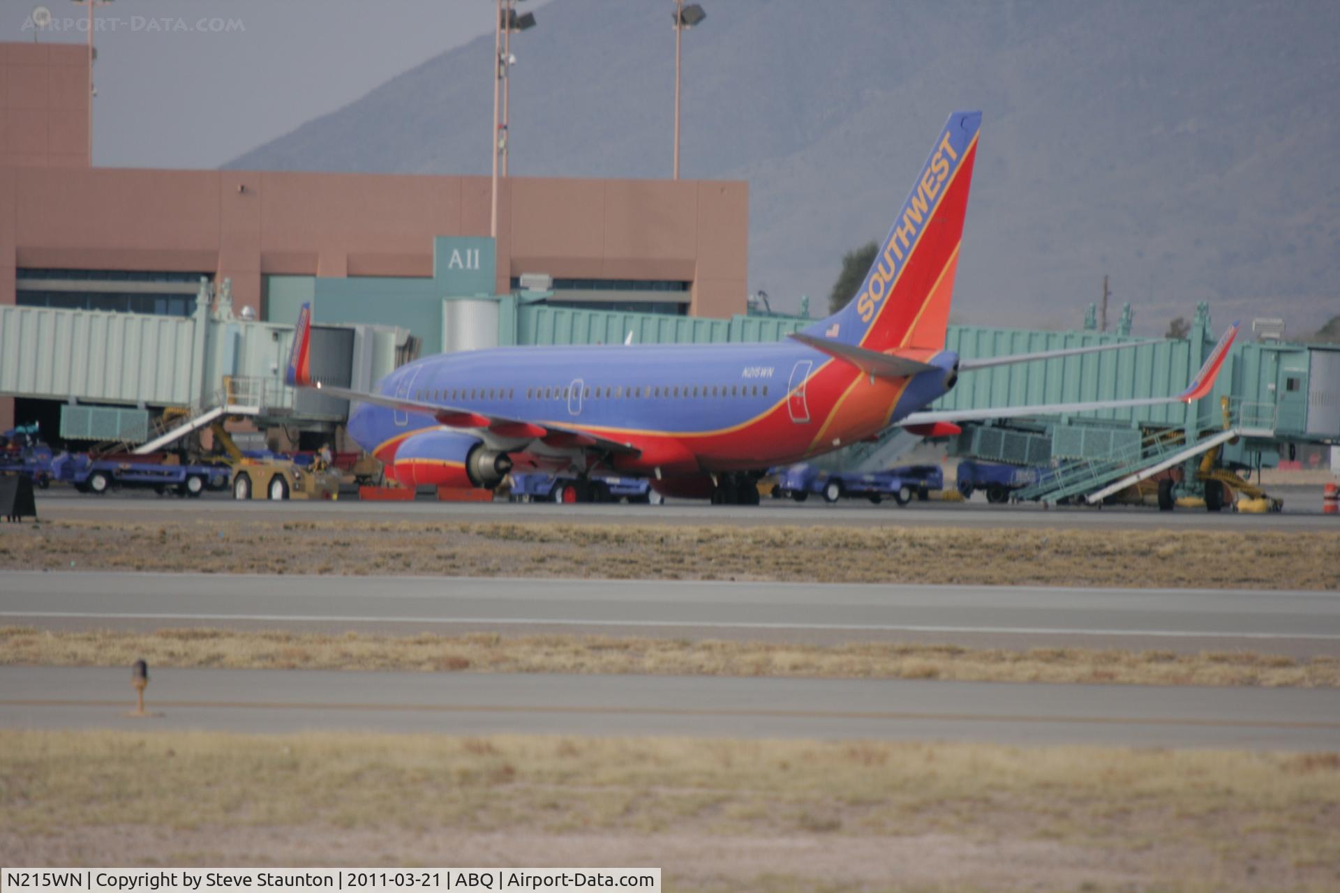 N215WN, 2005 Boeing 737-7H4 C/N 32487, Taken at Alburquerque International Sunport Airport, New Mexico in March 2011 whilst on an Aeroprint Aviation tour