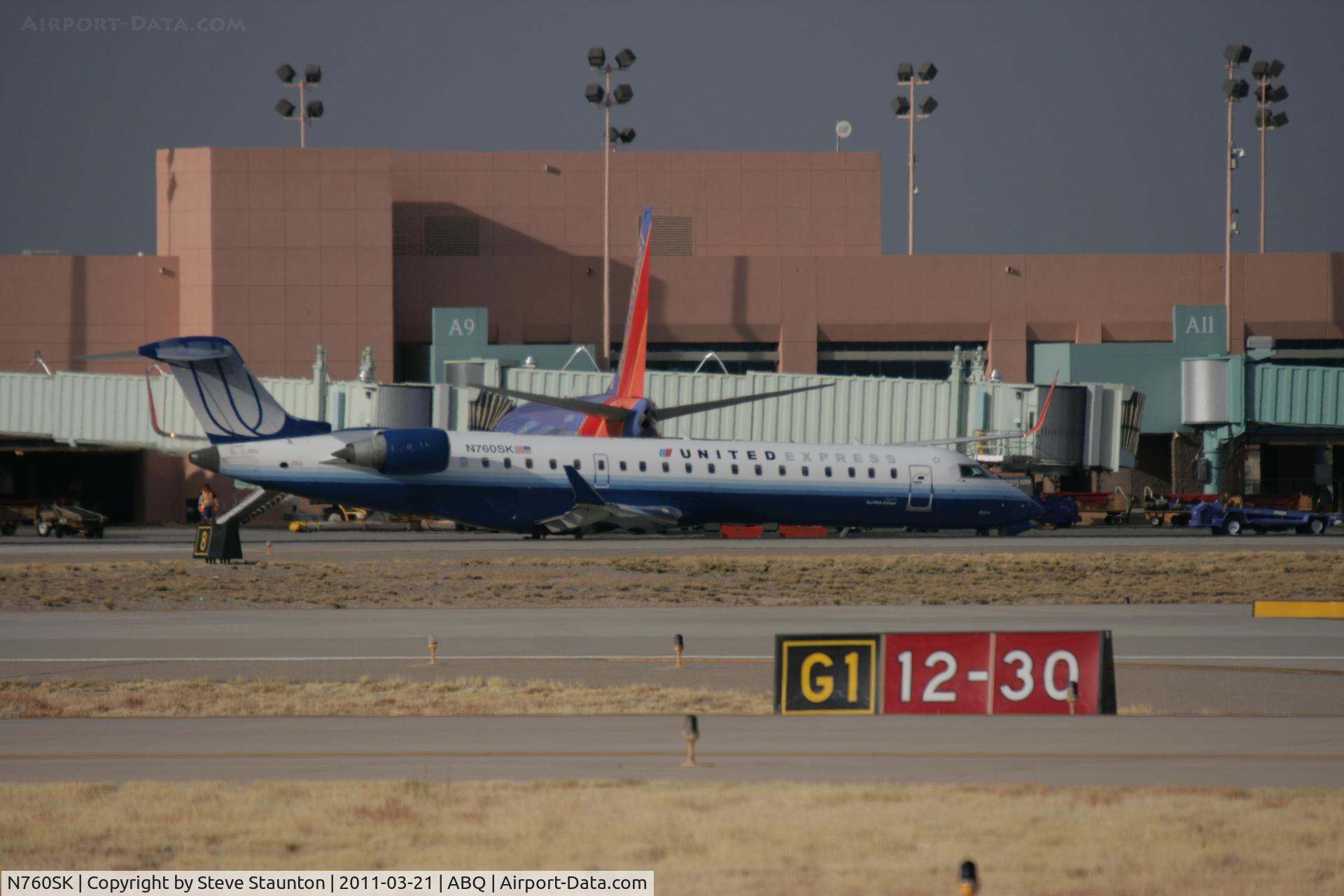 N760SK, 2005 Bombardier CRJ-701ER (CL-600-2C10) Regional Jet C/N 10223, Taken at Alburquerque International Sunport Airport, New Mexico in March 2011 whilst on an Aeroprint Aviation tour