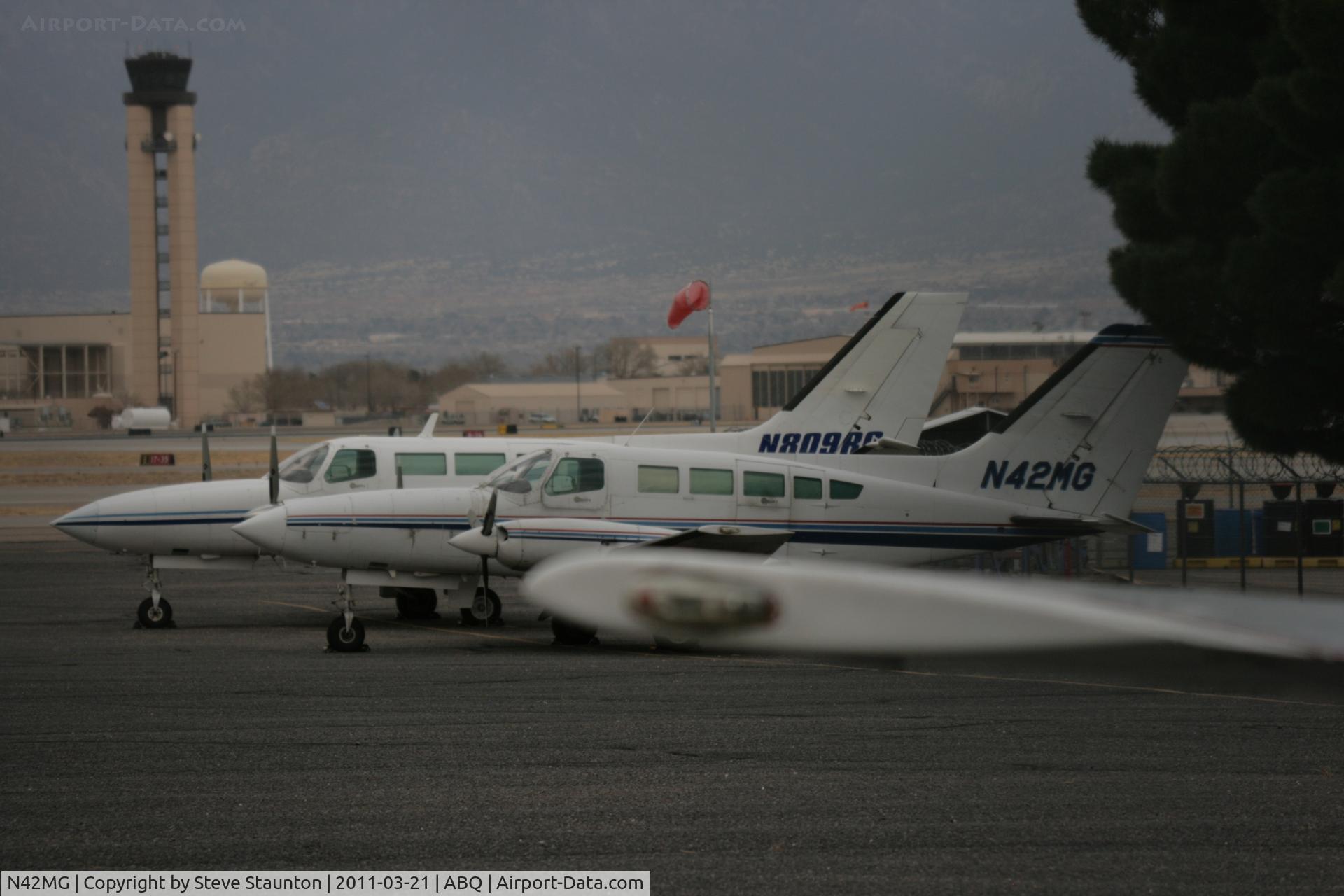 N42MG, Cessna 402C C/N 402C00320, Taken at Alburquerque International Sunport Airport, New Mexico in March 2011 whilst on an Aeroprint Aviation tour