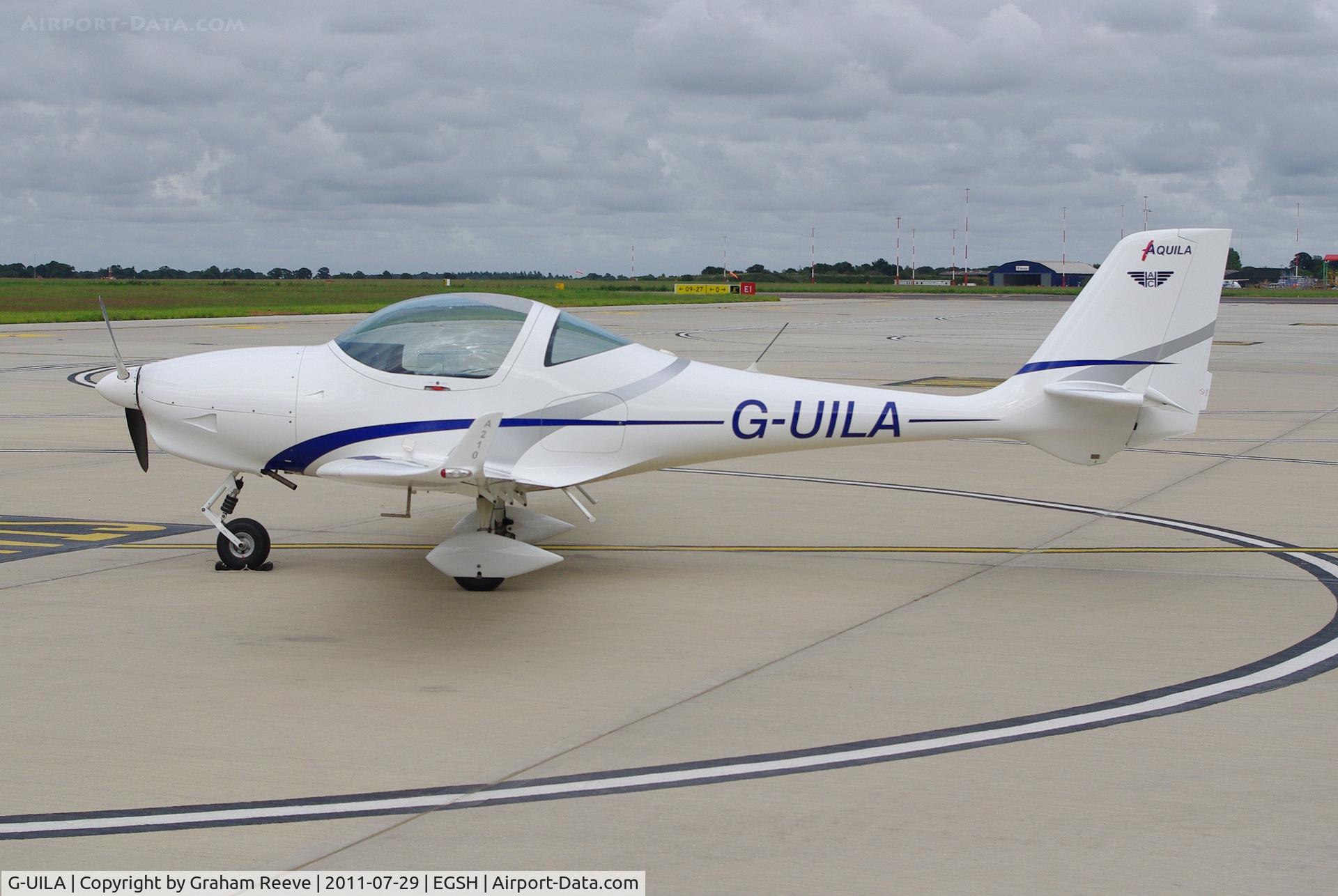 G-UILA, 2007 Aquila A210 (AT01) C/N AT01-165, Parked at Norwich.
