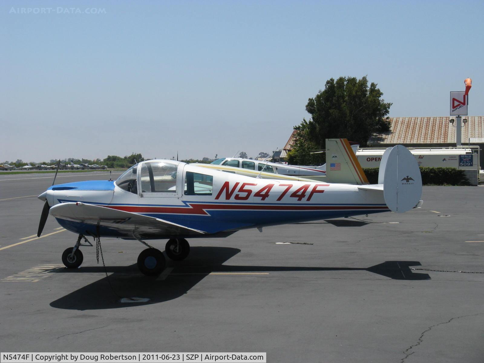 N5474F, 1968 Mooney A2a Cadet C/N B-274, 1968 Mooney A-2A CADET, Continental C90-16F 90 Hp, Mis-registered as an ALON-Mooney built 68 from B-261-B298. Note Mooney's Thunderbird logo on tail.