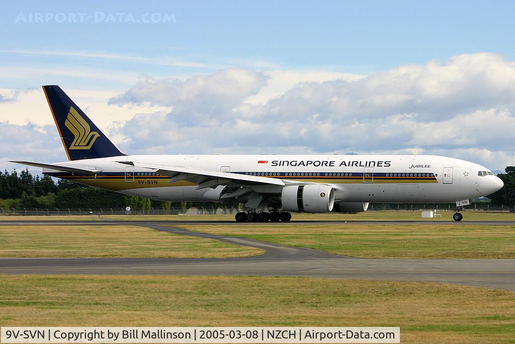 9V-SVN, 2003 Boeing 777-212/ER C/N 30873, arriving onto 02 as SQ297 from SIN