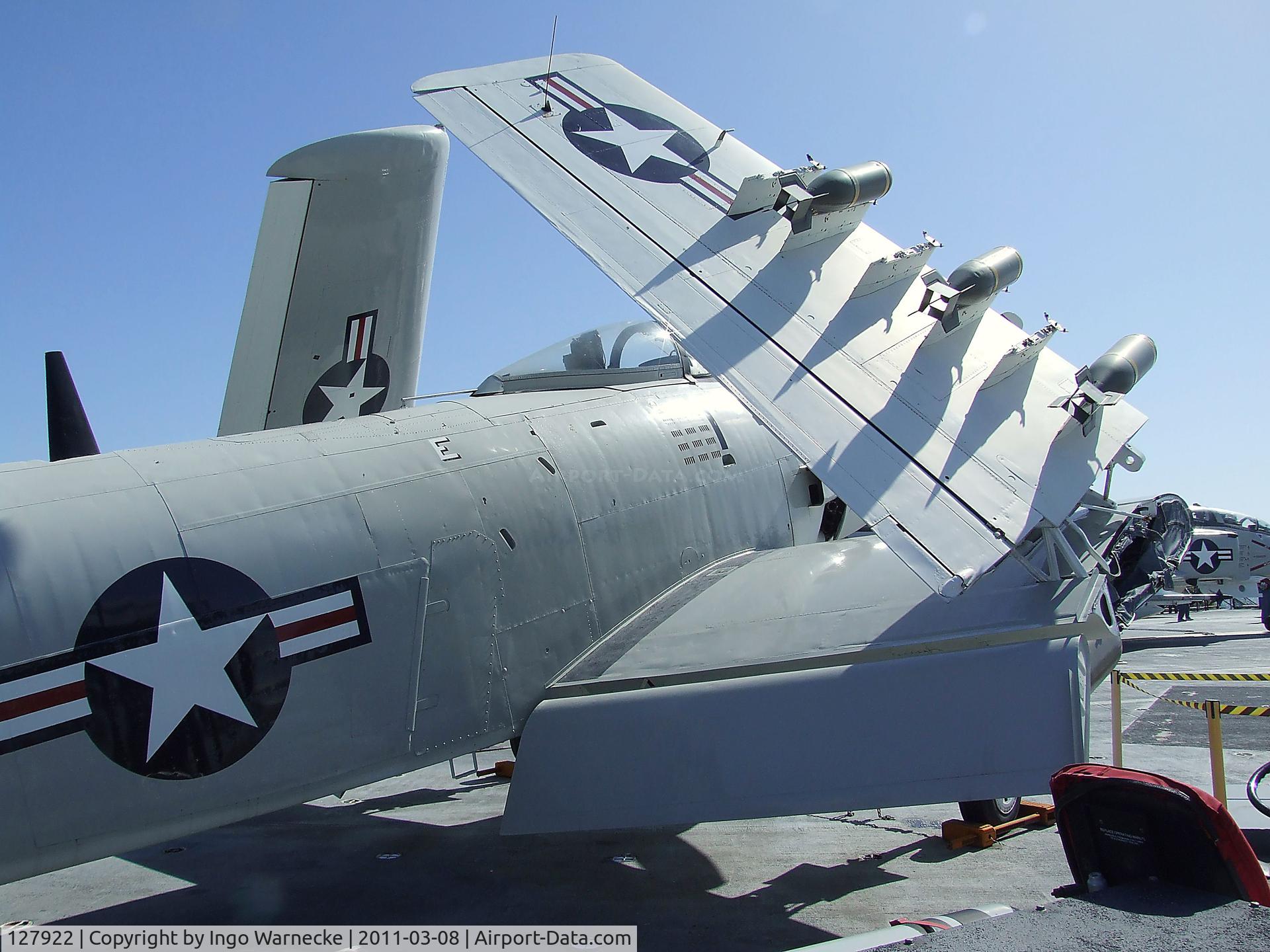 127922, Douglas AD-4W Skyraider C/N 7937, Douglas AD-6 (A-1H) Skyraider - built as AD-4W, then converted to the present shape - on the flight deck of the USS Midway Museum, San Diego CA