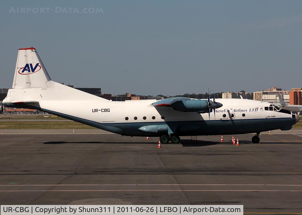 UR-CBG, 1966 Antonov An-12BK C/N 6343705, Parked at the Cargo apron...