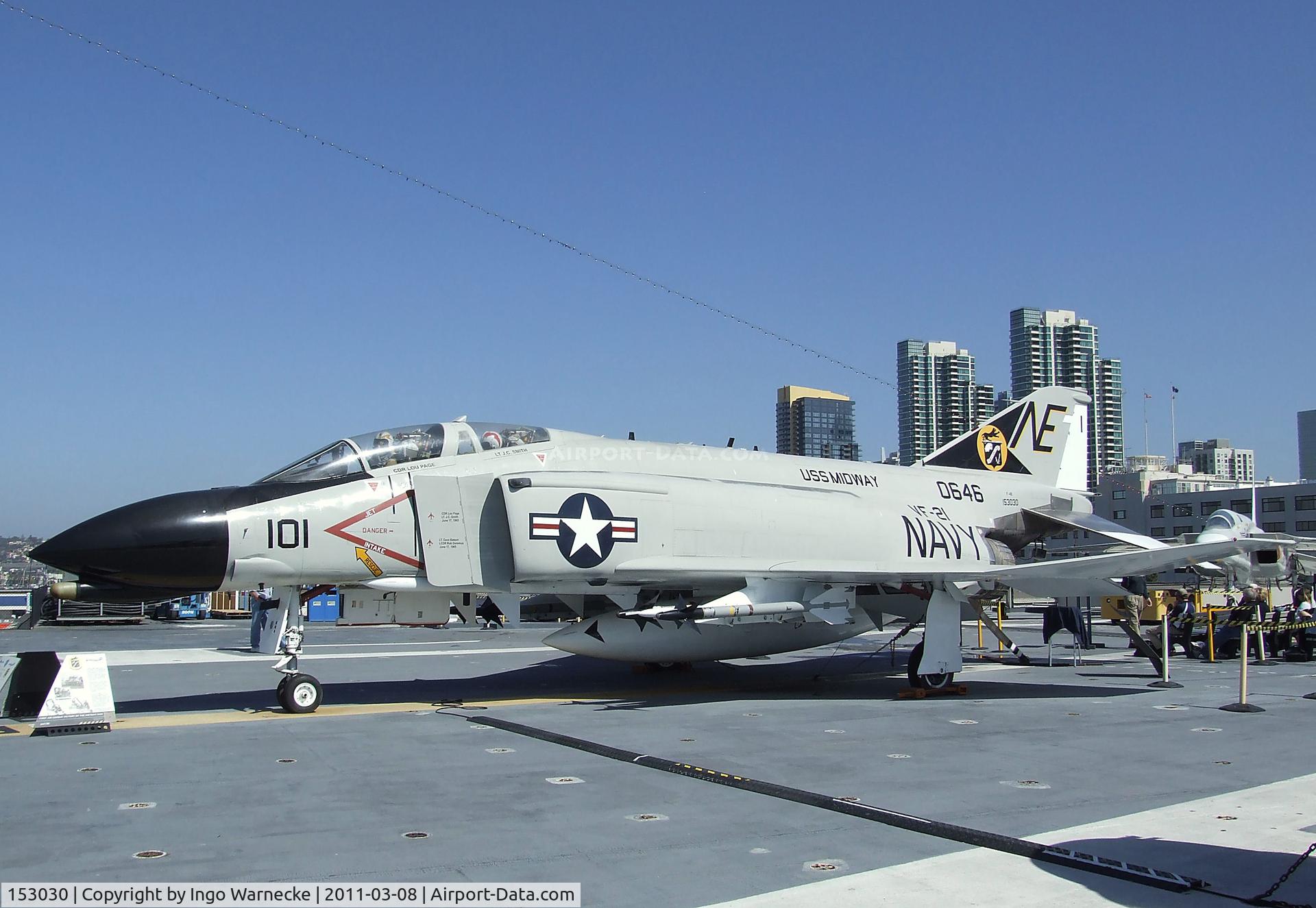 153030, McDonnell F-4N Phantom II C/N 1557, McDonnell Douglas F-4N Phantom II on the flight deck of the USS Midway Museum, San Diego CA