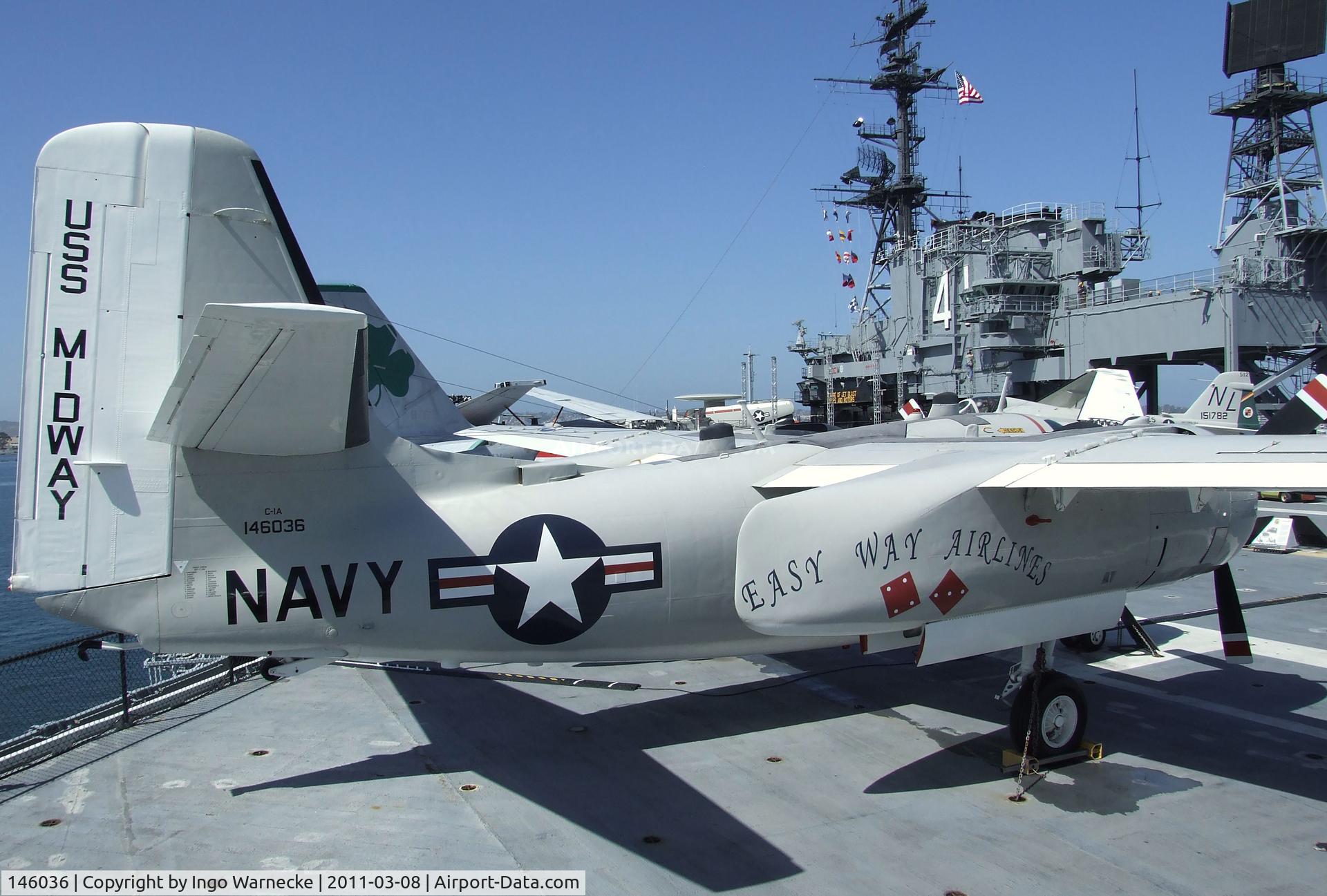 146036, Grumman C-1A Trader C/N 66, Grumman C-1A Trader on the flight deck of the USS Midway Museum, San Diego CA