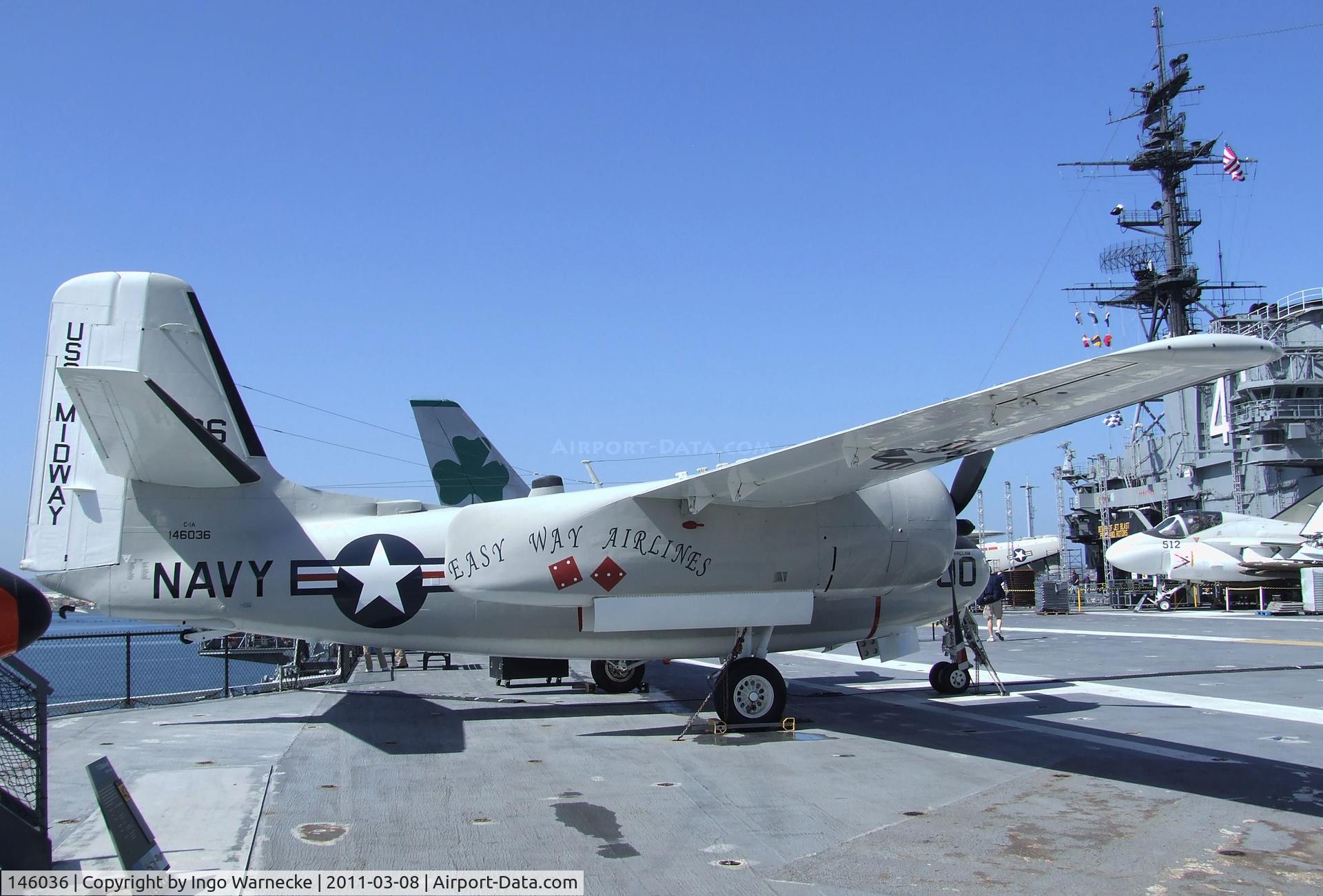 146036, Grumman C-1A Trader C/N 66, Grumman C-1A Trader on the flight deck of the USS Midway Museum, San Diego CA