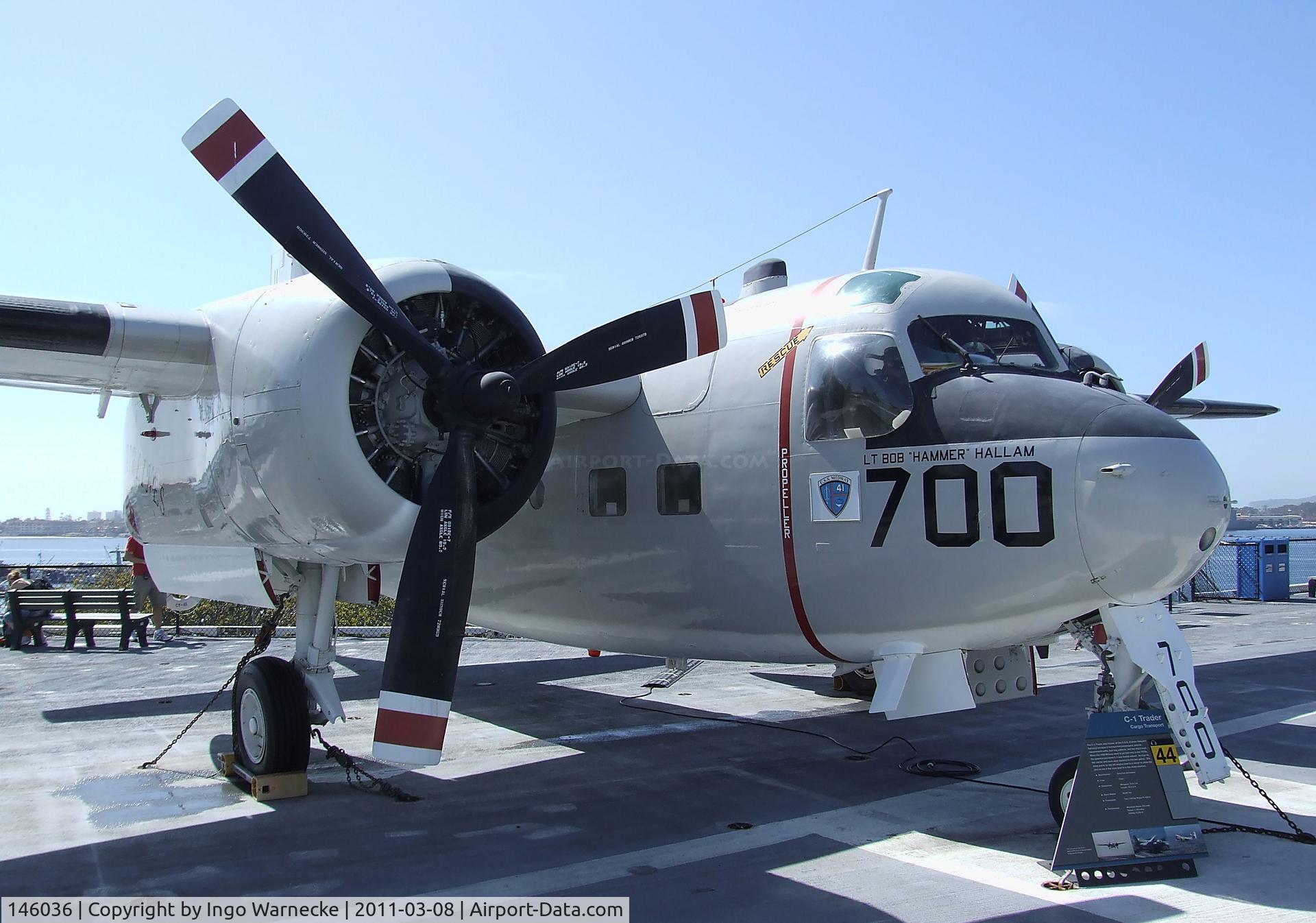 146036, Grumman C-1A Trader C/N 66, Grumman C-1A Trader on the flight deck of the USS Midway Museum, San Diego CA