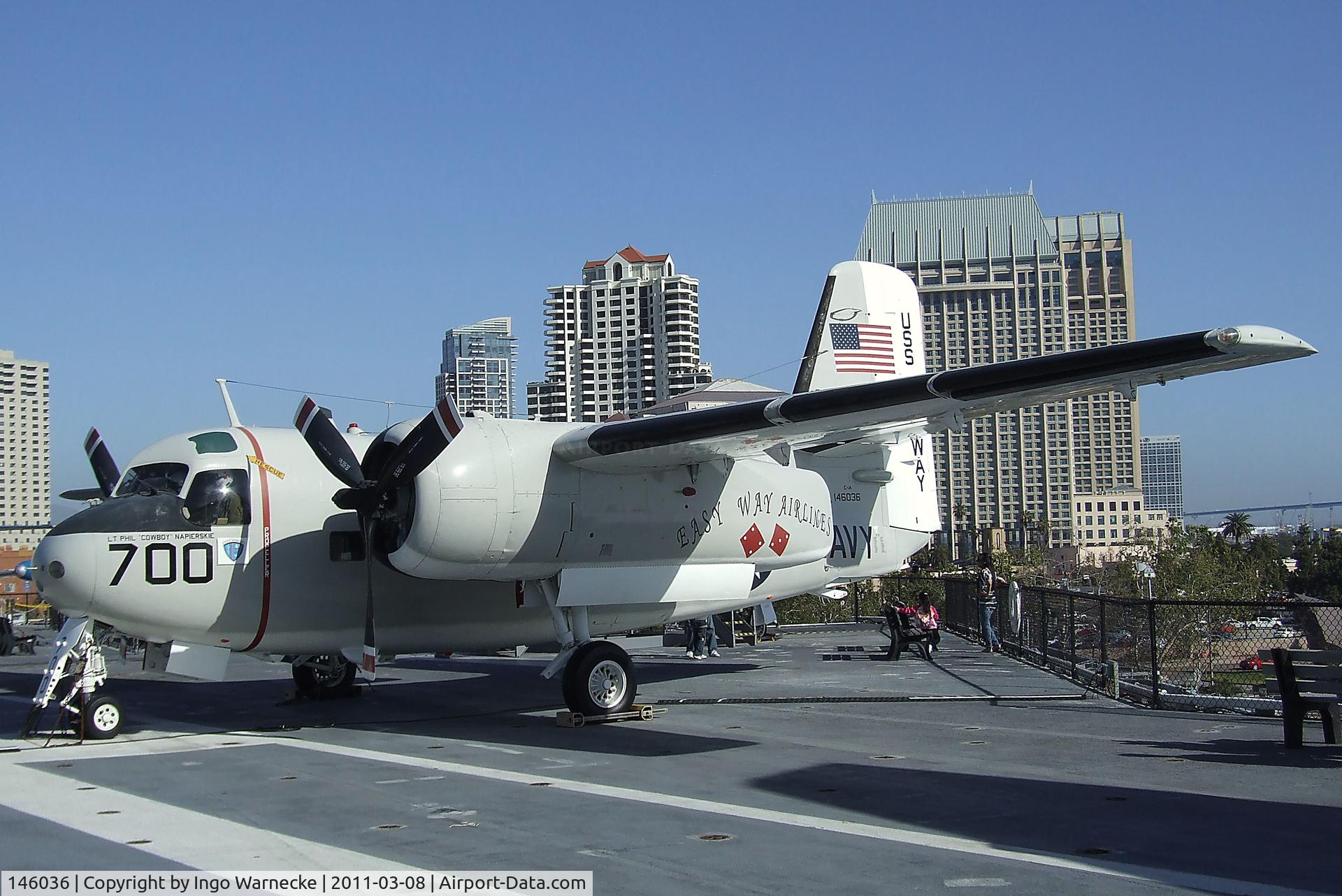 146036, Grumman C-1A Trader C/N 66, Grumman C-1A Trader on the flight deck of the USS Midway Museum, San Diego CA