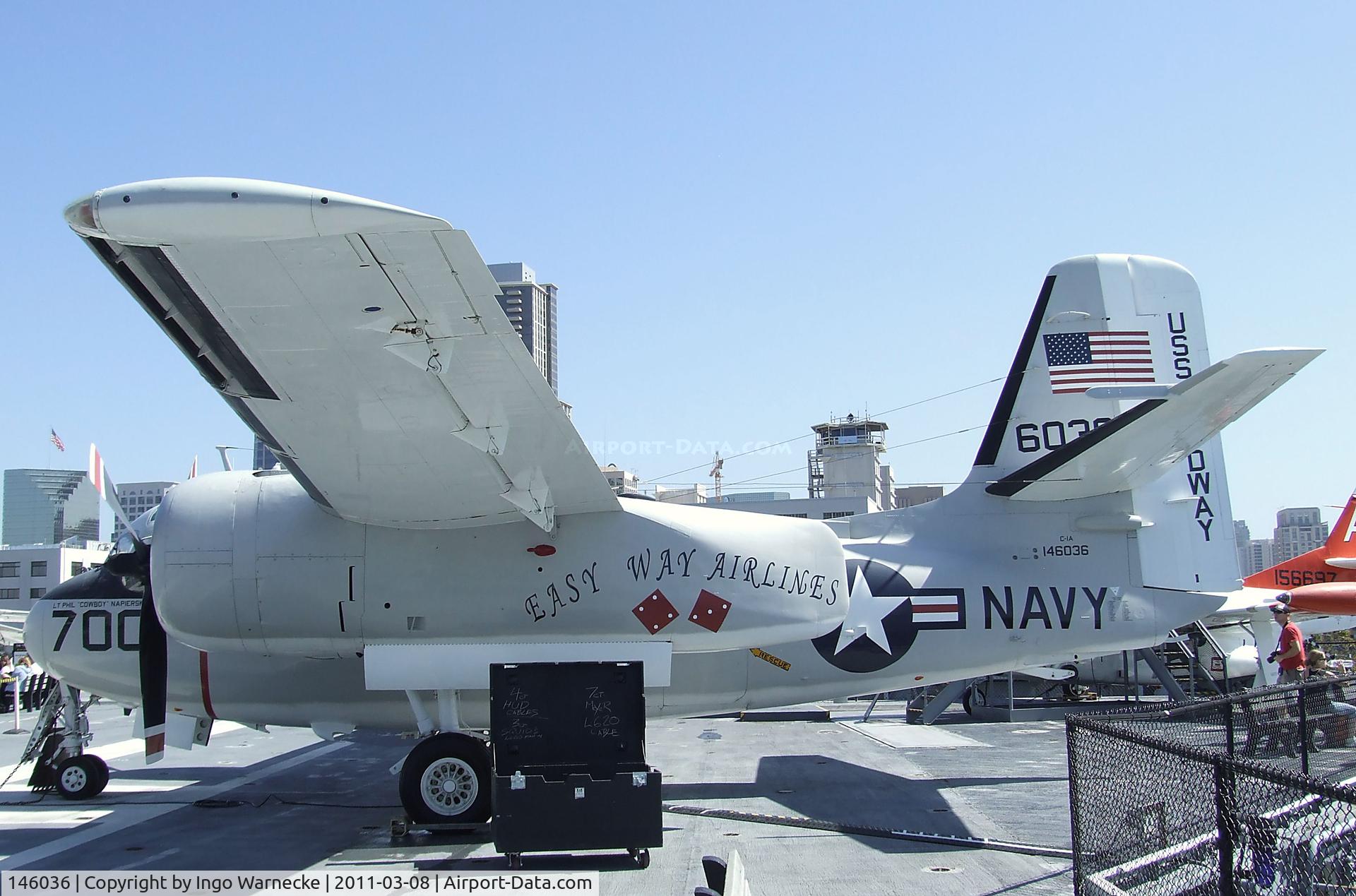 146036, Grumman C-1A Trader C/N 66, Grumman C-1A Trader on the flight deck of the USS Midway Museum, San Diego CA