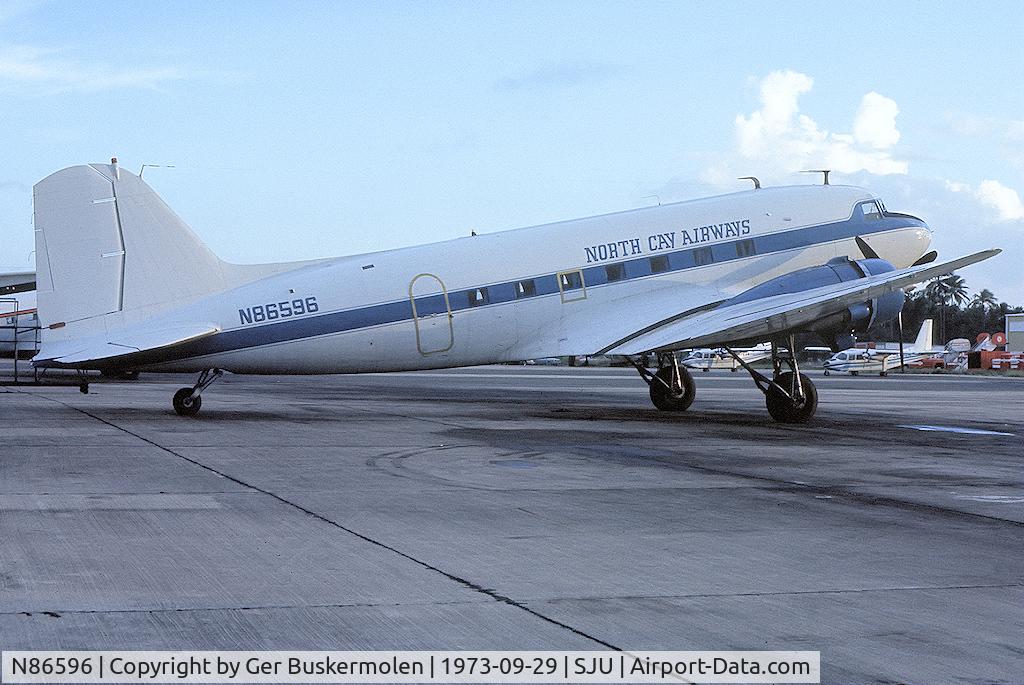N86596, 1942 Douglas C-53C Skytrooper C/N 4975, Taken at Luis Munoz Marin aiport in September 1973