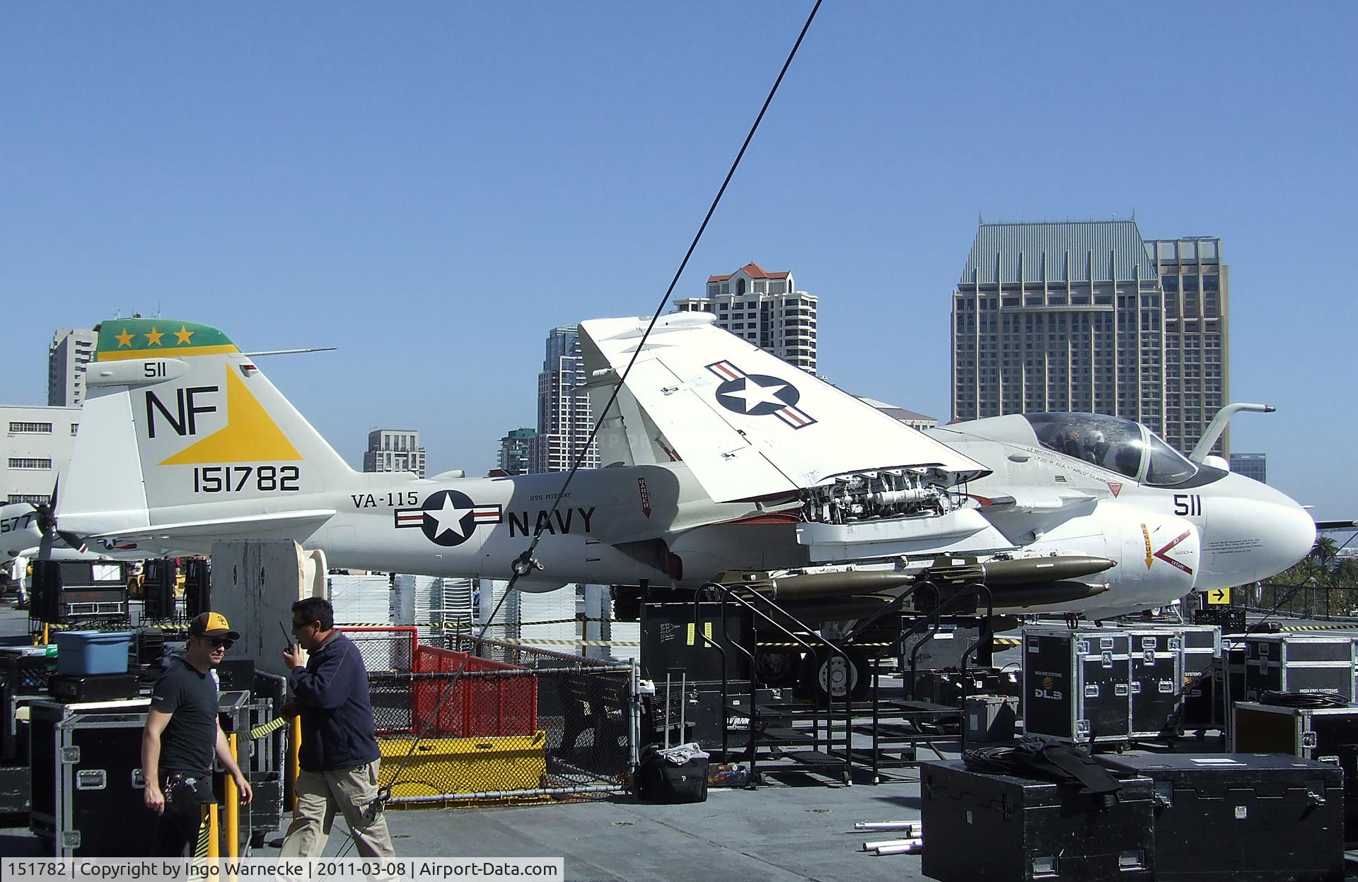 151782, Grumman A-6A Intruder C/N I-85, Grumman A-6A Intruder on the flight deck of the USS Midway Museum, San Diego CA