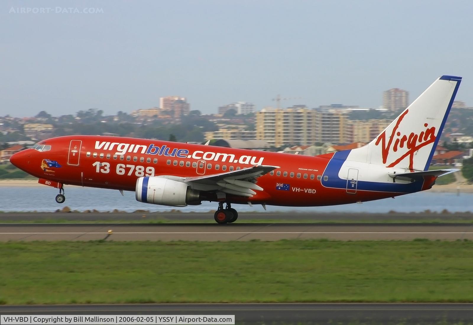 VH-VBD, 2001 Boeing 737-7Q8 C/N 30707, rotating from 16R