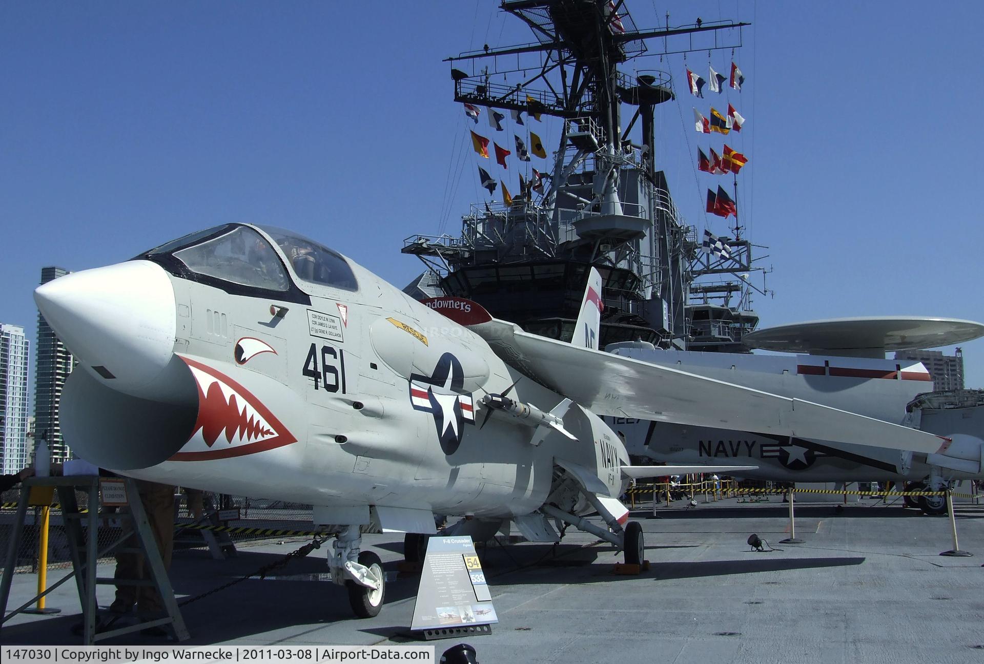147030, Vought F-8K Crusader C/N 788, Vought F-8K Crusader on the flight deck of the USS Midway Museum, San Diego CA