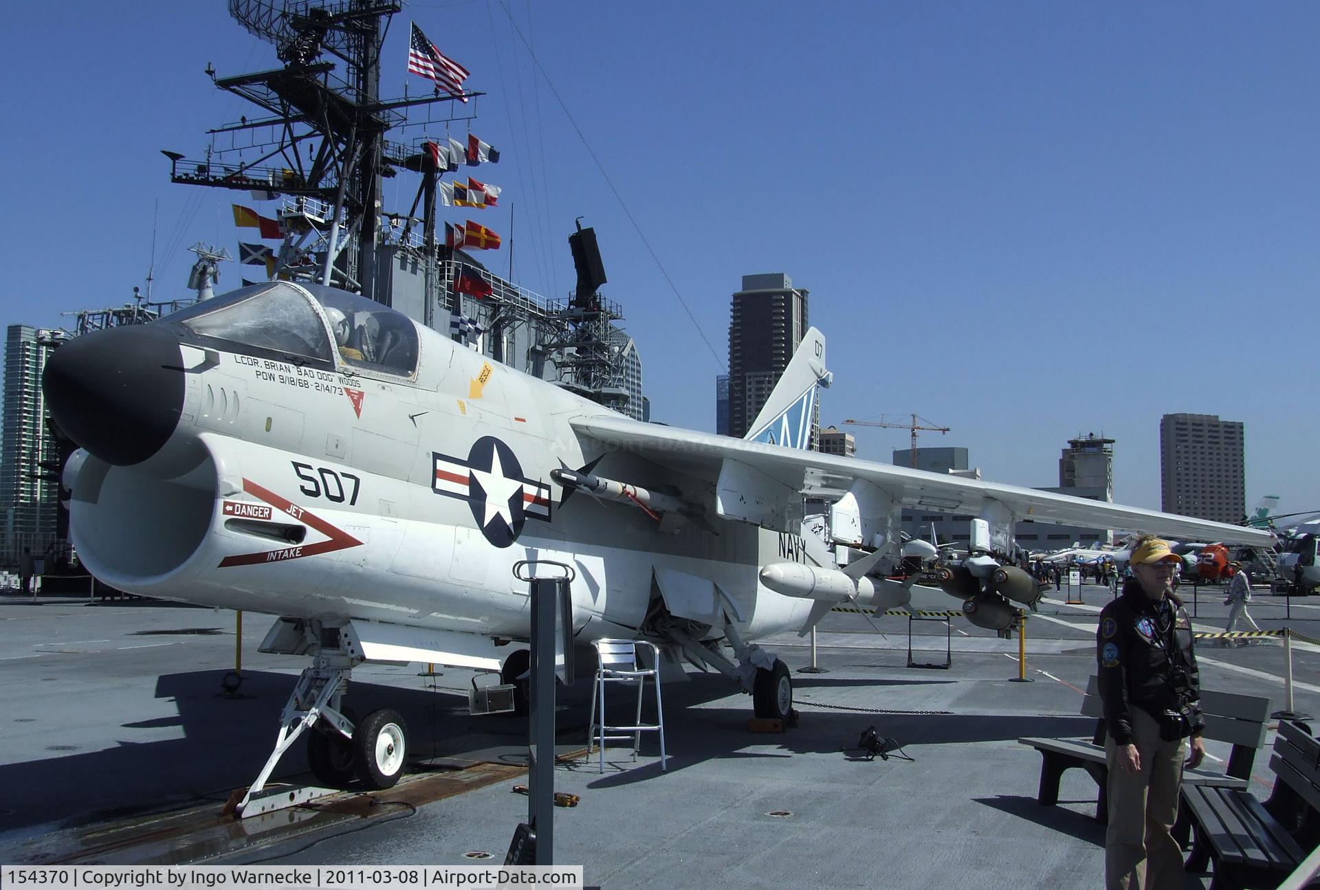 154370, LTV A-7B Corsair II C/N B-010, LTV A-7B Corsair II on the flight deck of the USS Midway Museum, San Diego CA