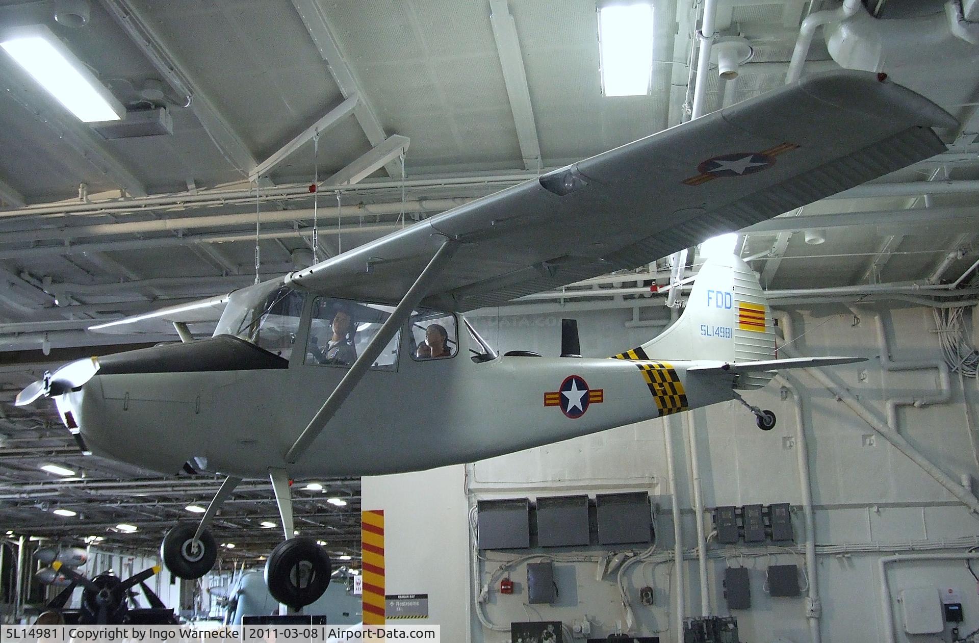5L14981, 1950 Cessna O-1A Bird Dog C/N 21866, Cessna 305A / L-19A / O-1A Bird Dog in the hangar of the USS Midway Museum, San Diego CA