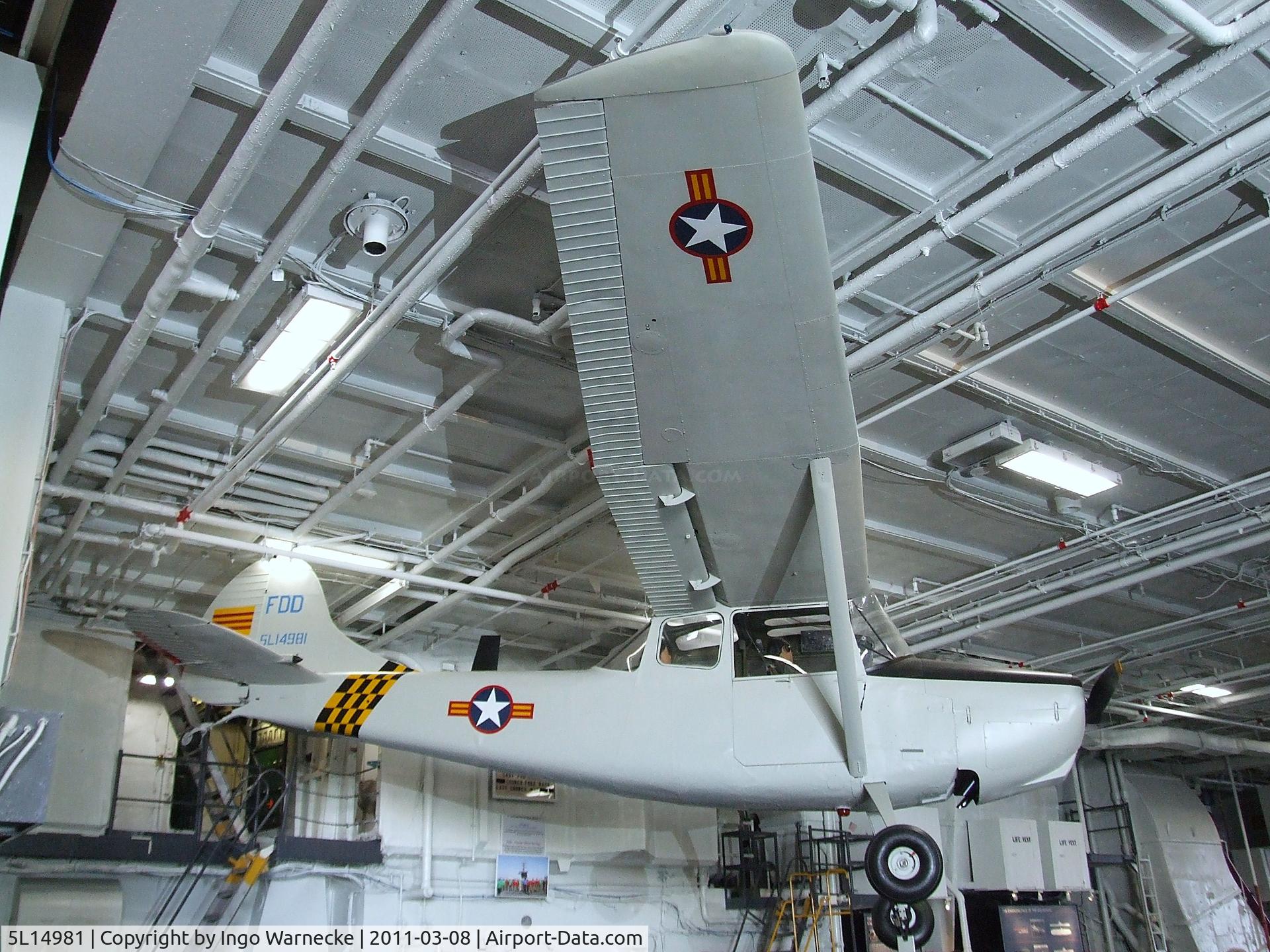 5L14981, 1950 Cessna O-1A Bird Dog C/N 21866, Cessna 305A / L-19A / O-1A Bird Dog in the hangar of the USS Midway Museum, San Diego CA