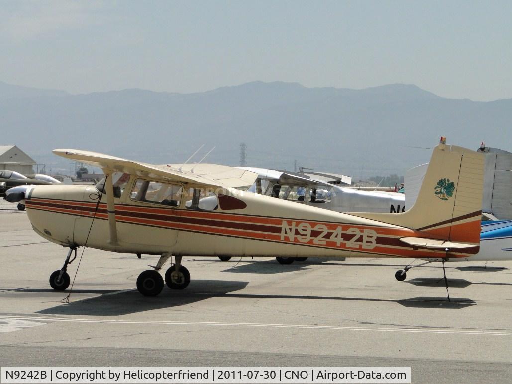 N9242B, 1958 Cessna 175 Skylark C/N 55042, Tied down and Parked
