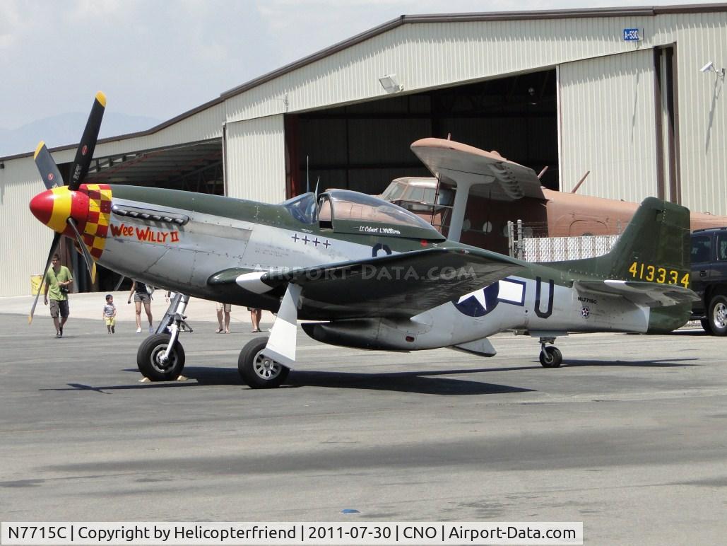 N7715C, 1944 North American P-51D C/N 44-84961A (124-44817), Parked and cooling down before being moved to hanger at Plane's Of Fame