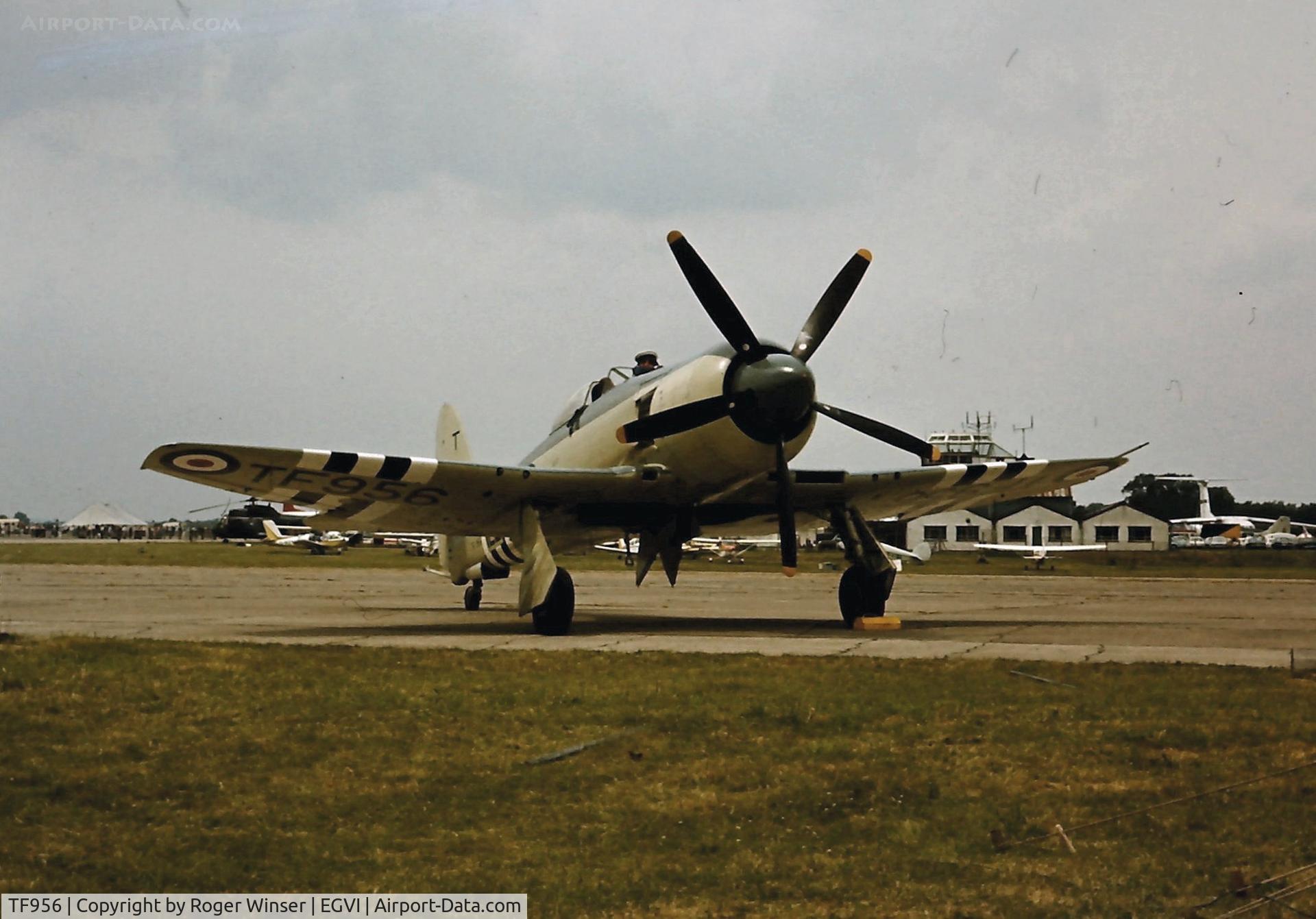 TF956, Hawker Sea Fury FB.11 C/N Not found TF956, In 807 NAS markings and coded 123/T. Operated by the RNHF seen at an IAT held at RAF Greenham Common in the early 1980's.