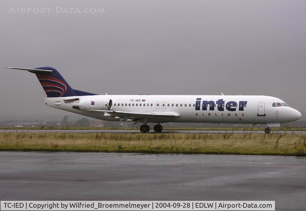 TC-IED, 1992 Fokker 100 (F-28-0100) C/N 11420, INTER AIRLINES / Taxiing out to Runway 24.
