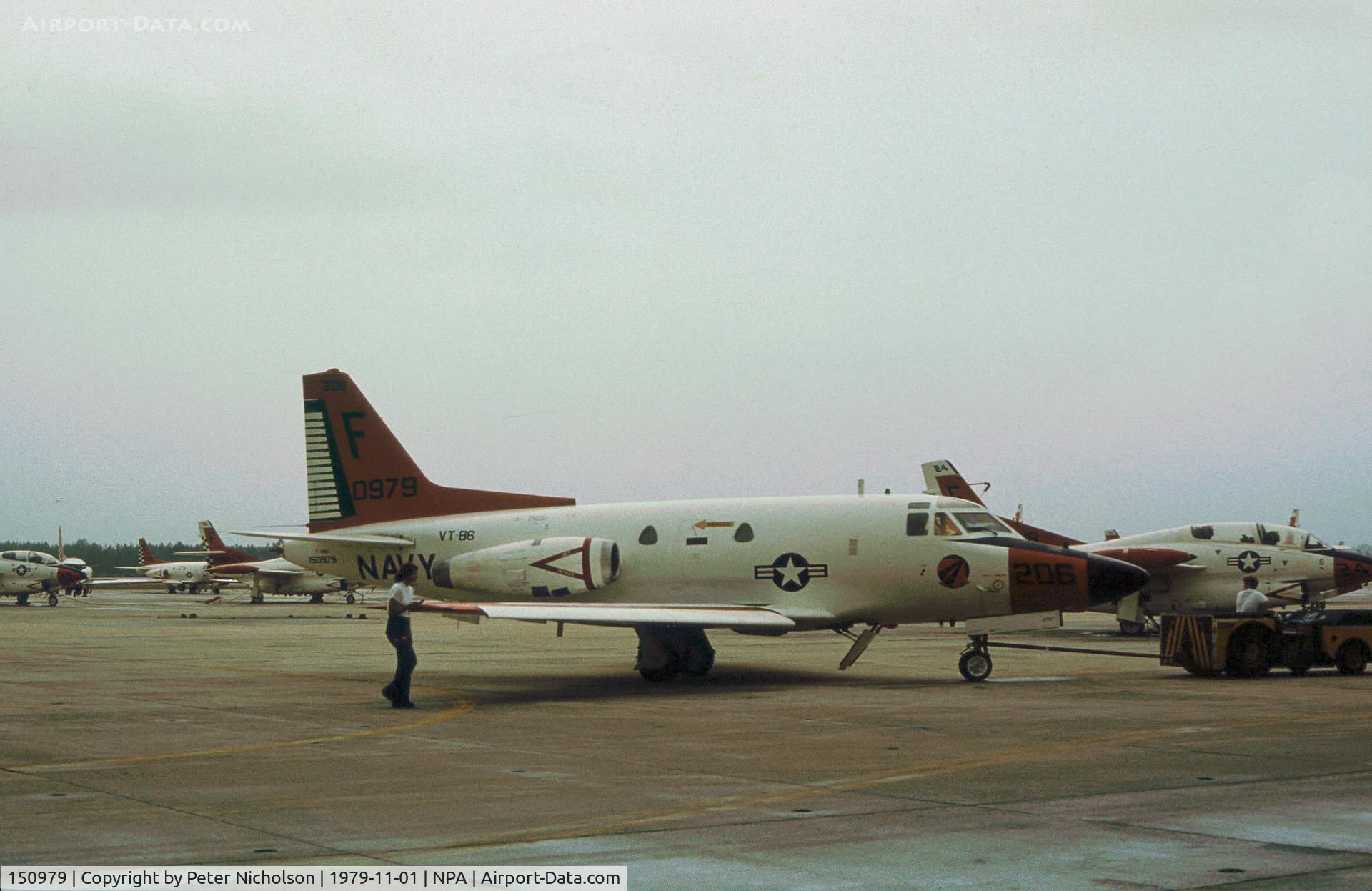 150979, North American T-39D Sabreliner C/N 285-11, T-39D Sabreliner of Training Squadron VT-86 on the flight-line at NAS Pensacola in November 1979.