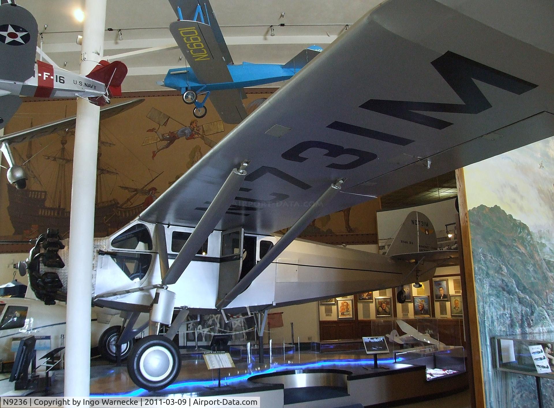 N9236, 1929 Ryan Aircraft B-5 C/N 194, Ryan B-5 Brougham (displayed representing NC731M) at the San Diego Air & Space Museum, San Diego CA