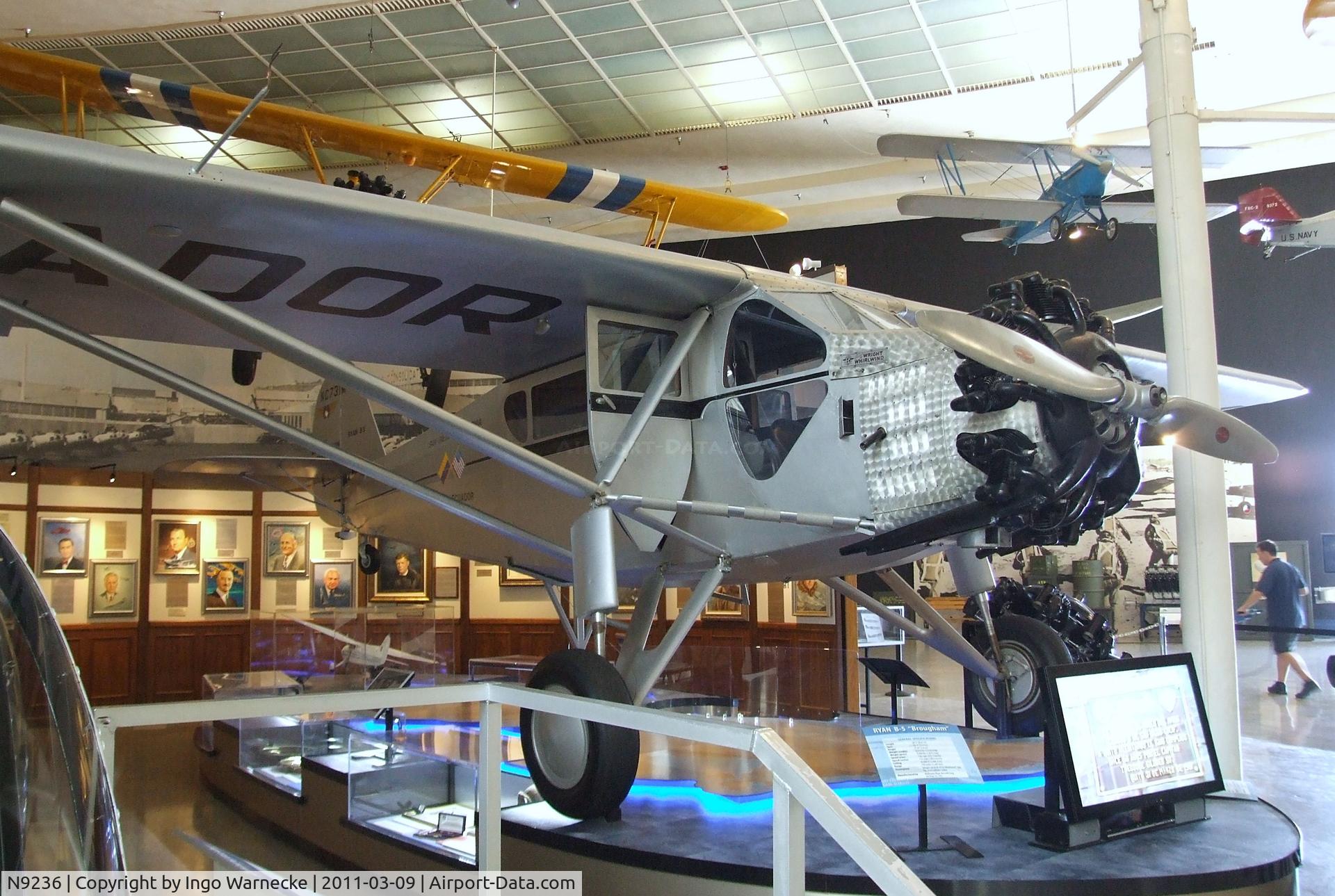 N9236, 1929 Ryan Aircraft B-5 C/N 194, Ryan B-5 Brougham (displayed representing NC731M) at the San Diego Air & Space Museum, San Diego CA