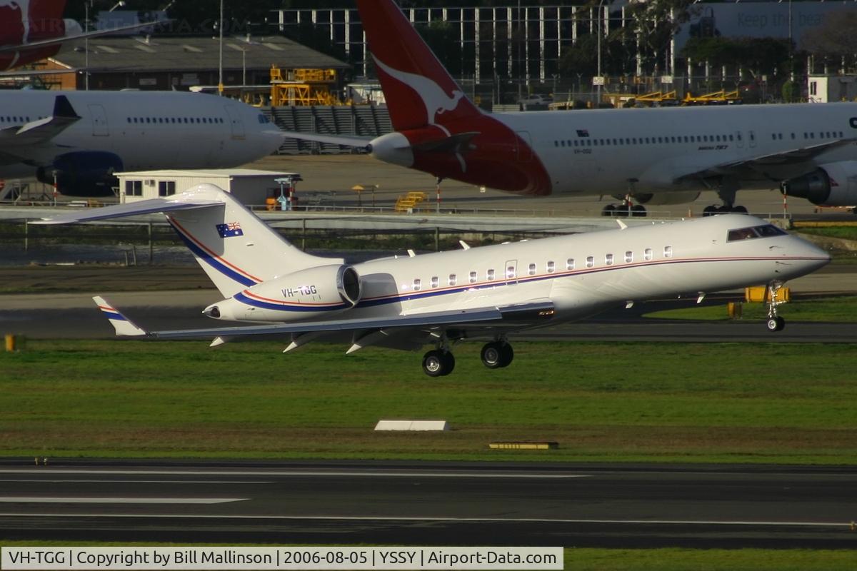VH-TGG, 2004 Bombardier BD-700-1A10 Global Express C/N 9143, away from 34R