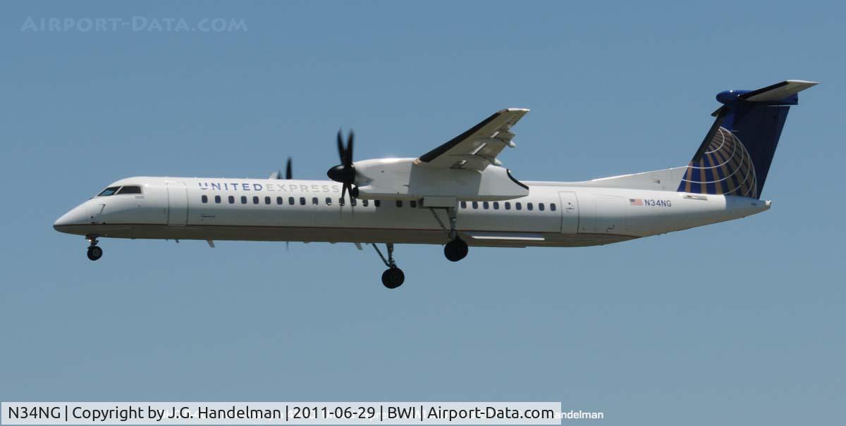 N34NG, 2010 Bombardier DHC-8-402 Dash 8 C/N 4340, on final to 33L