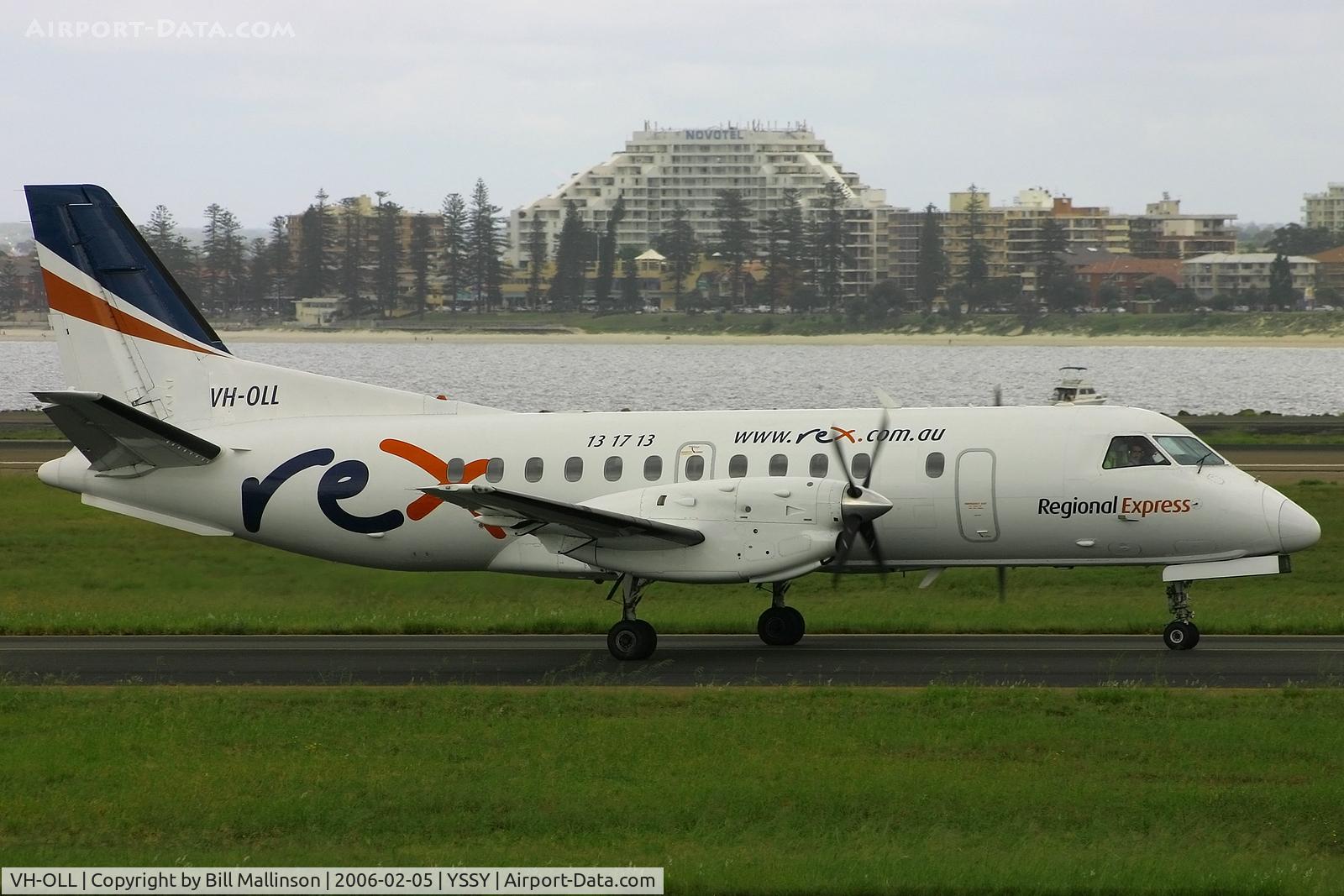 VH-OLL, 1989 Saab 340B C/N 340B-175, Taxi to terminal after arrival on 34R