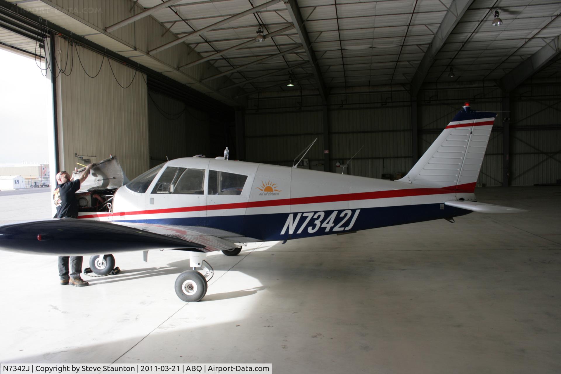 N7342J, 1968 Piper PA-28-140 C/N 28-24671, Taken at Alburquerque International Sunport Airport, New Mexico in March 2011 whilst on an Aeroprint Aviation tour