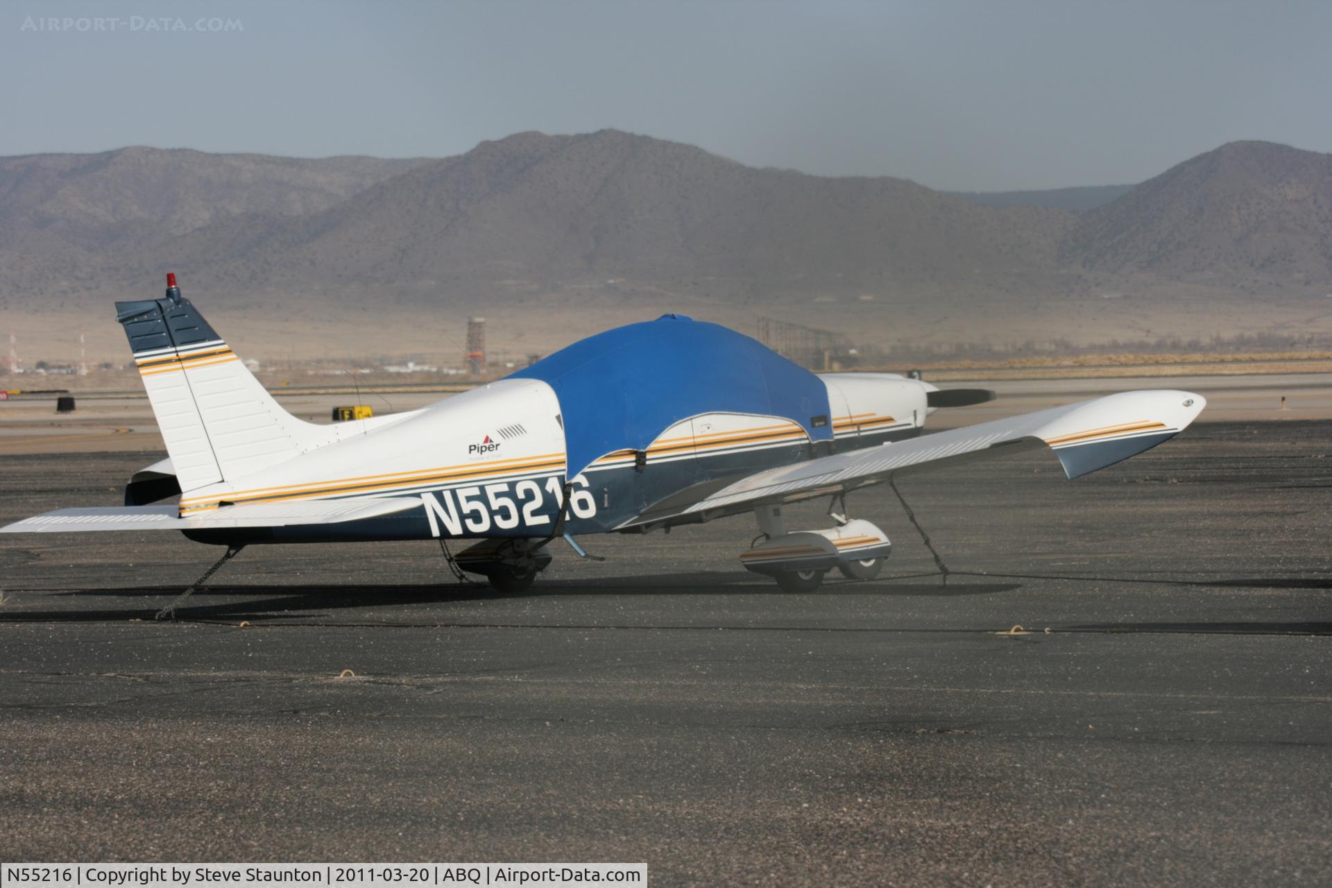 N55216, 1973 Piper PA-28-180 C/N 28-7305336, Taken at Alburquerque International Sunport Airport, New Mexico in March 2011 whilst on an Aeroprint Aviation tour