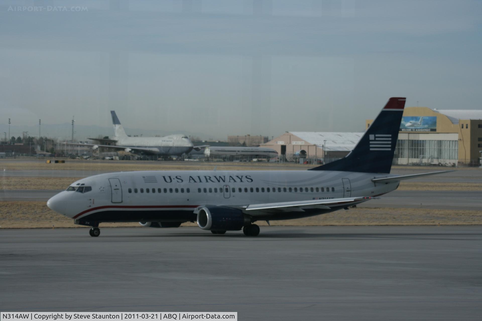 N314AW, 1987 Boeing 737-3S3 C/N 23733, Taken at Alburquerque International Sunport Airport, New Mexico in March 2011 whilst on an Aeroprint Aviation tour