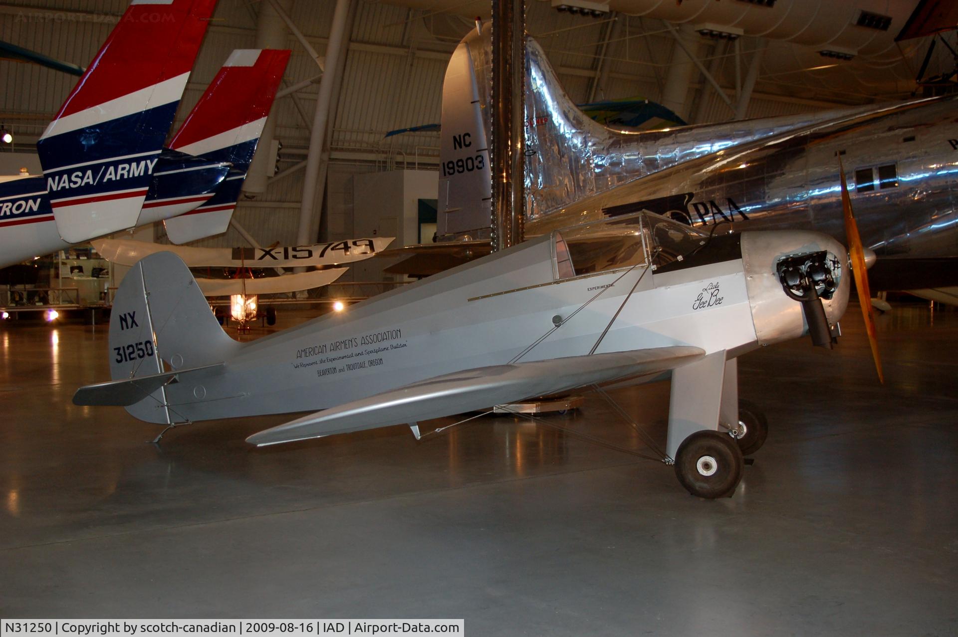 N31250, 1940 Story Thomas STORY-EYERLY 1 C/N 1, 1940 Story Little Gee Bee at the Steven F. Udvar-Hazy Center, Smithsonian National Air and Space Museum, Chantilly, VA