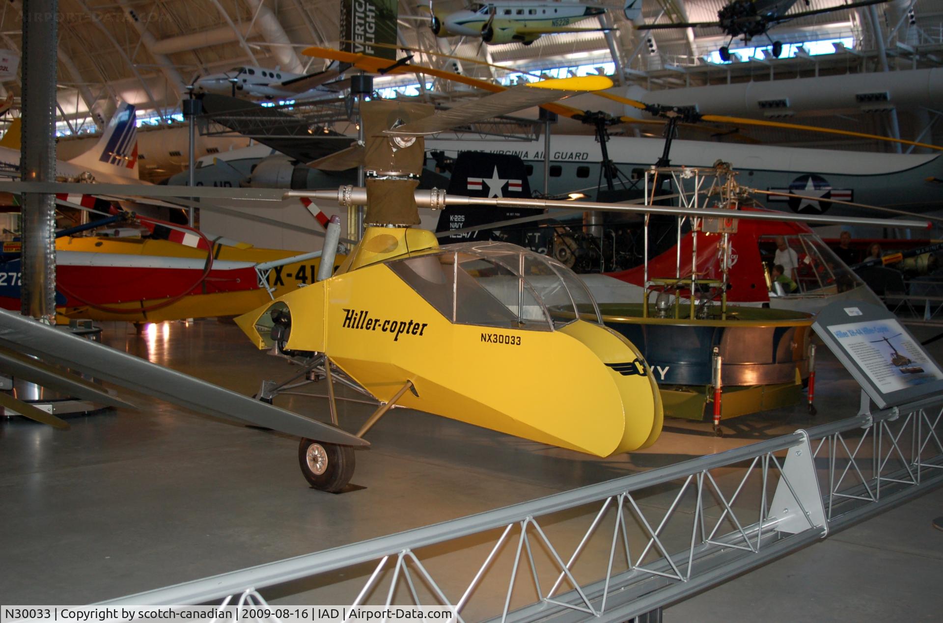 N30033, 1944 Hiller XH-44 Hiller-Copter, Hiller XH-44 Hiller-Copter at the Steven F. Udvar-Hazy Center, Smithsonian National Air and Space Museum, Chantilly, VA