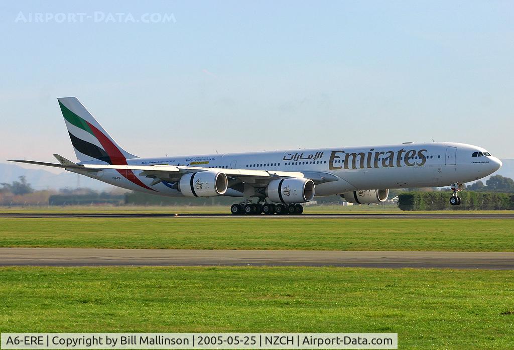 A6-ERE, 2004 Airbus A340-541 C/N 572, down onto 02 from SYD