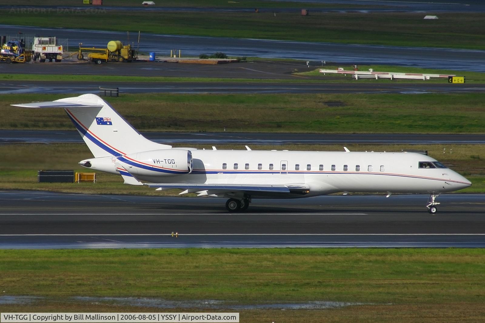 VH-TGG, 2004 Bombardier BD-700-1A10 Global Express C/N 9143, rolling on 16R