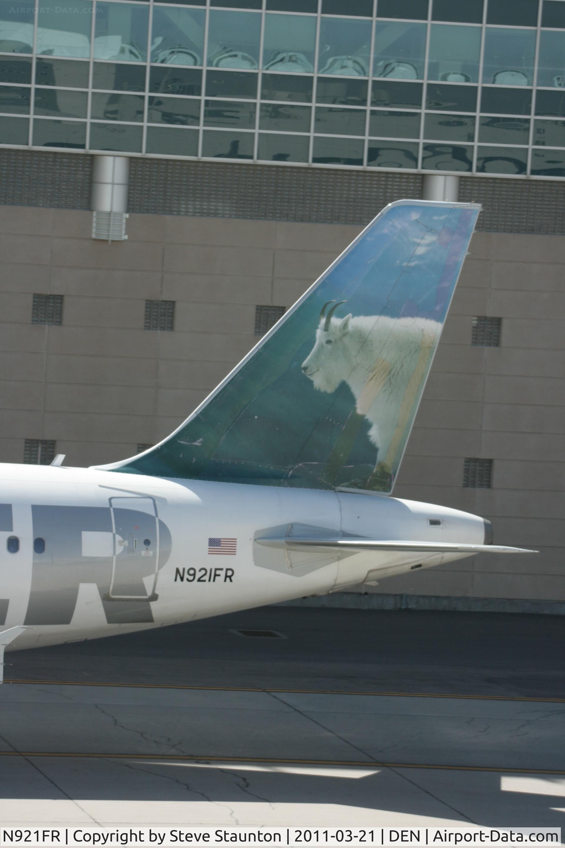 N921FR, 2003 Airbus A319-111 C/N 2010, Taken at Denver International Airport, in March 2011 whilst on an Aeroprint Aviation tour