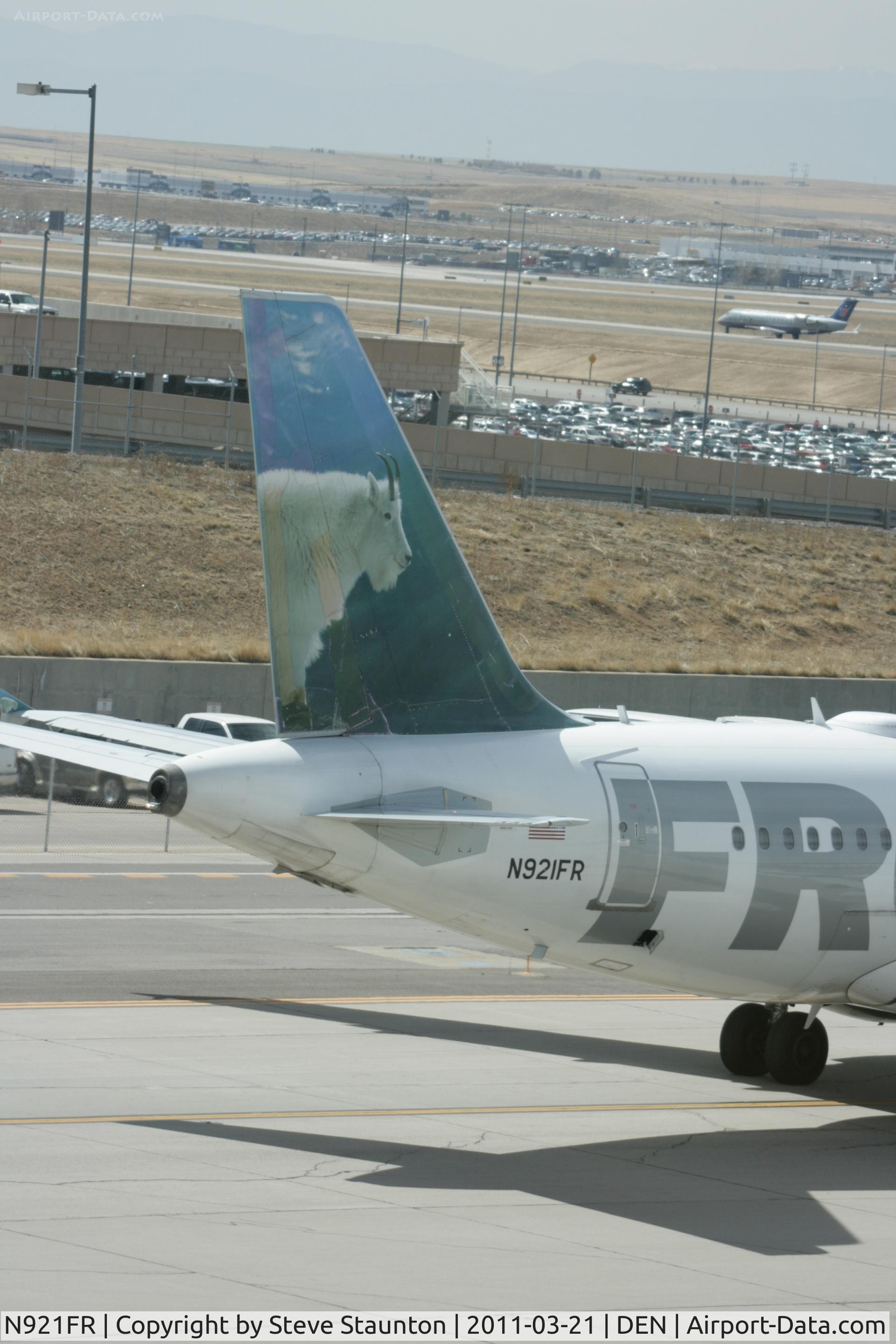 N921FR, 2003 Airbus A319-111 C/N 2010, Taken at Denver International Airport, in March 2011 whilst on an Aeroprint Aviation tour