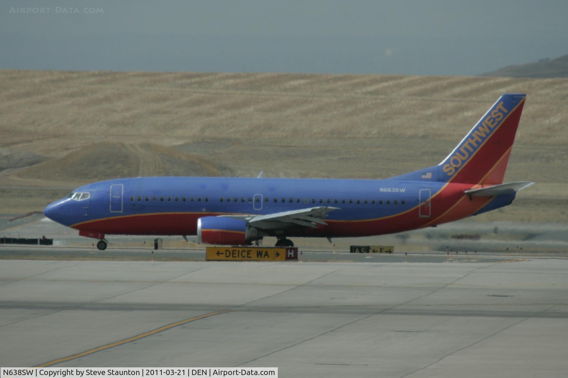 N638SW, 1996 Boeing 737-3H4 C/N 27711, Taken at Denver International Airport, in March 2011 whilst on an Aeroprint Aviation tour