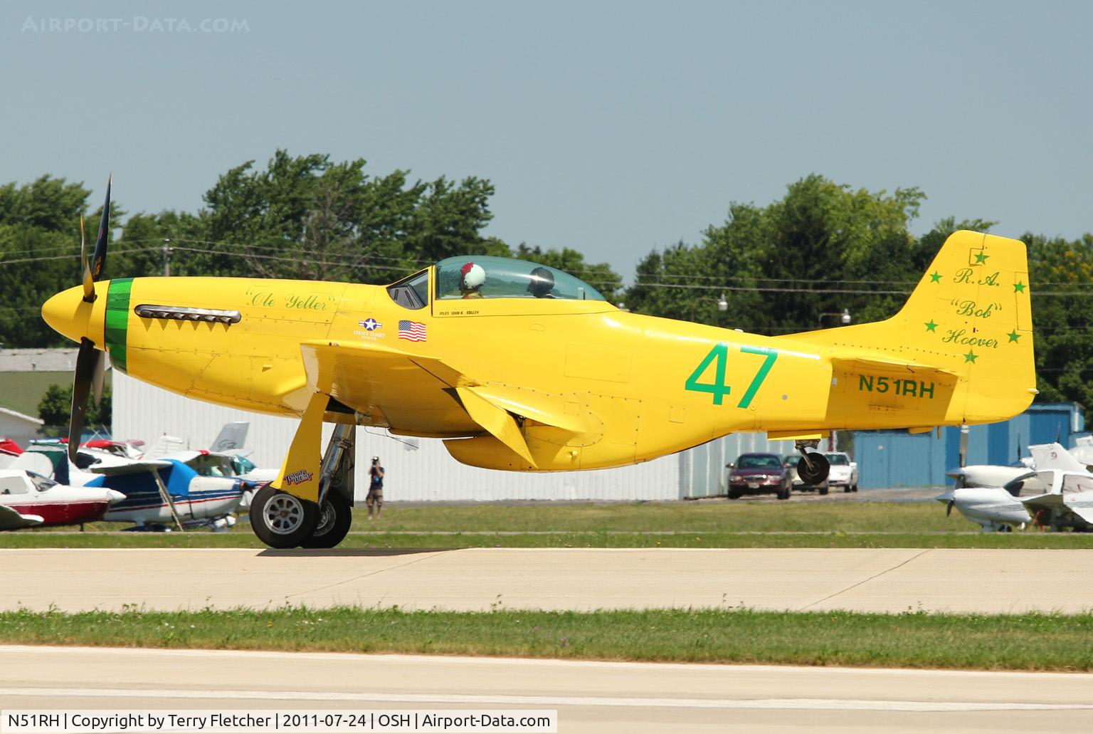 N51RH, North American P-51D Mustang C/N 44-74739, North American/aero Classics P-51D, c/n: 44-74739 landing at 2011 Oshkosh