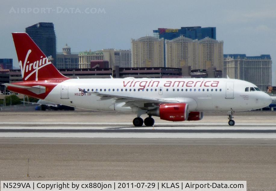 N529VA, 2008 Airbus A319-112 C/N 3684, N529VA slowing down @ McCarran