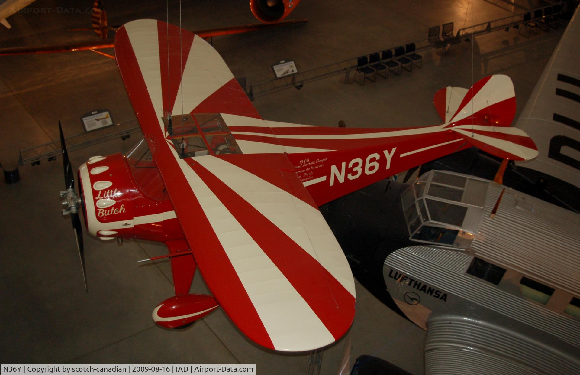 N36Y, 1941 Monocoupe 110 Special C/N 7W96, 1941 Monocoupe 110 Special Little Butch at the Steven F. Udvar-Hazy Center, Smithsonian National Air and Space Museum, Chantilly, VA