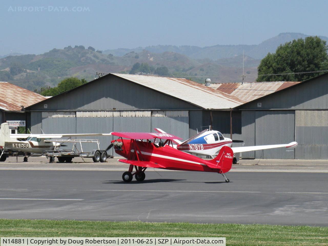 N14881, 1936 Rose Parrakeet A-1 C/N 105, 1936 Rose A-1 PARRAKEET, Continental C85 85 Hp, taxi