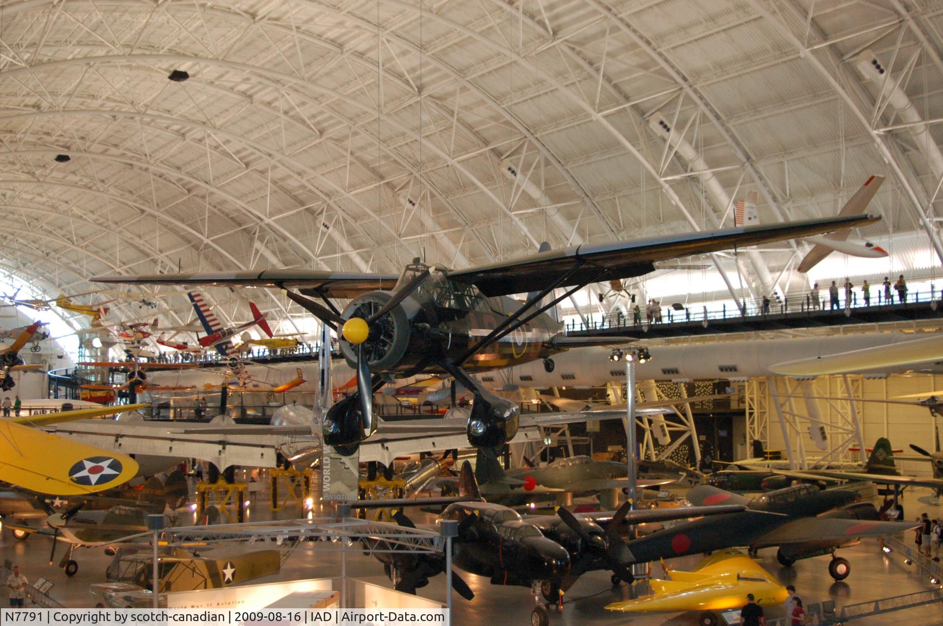 N7791, 1940 Westland Lysander III C/N 1185, 1942 Westland Lysander IIIa at the Steven F. Udvar-Hazy Center, Smithsonian National Air and Space Museum, Chantilly, VA