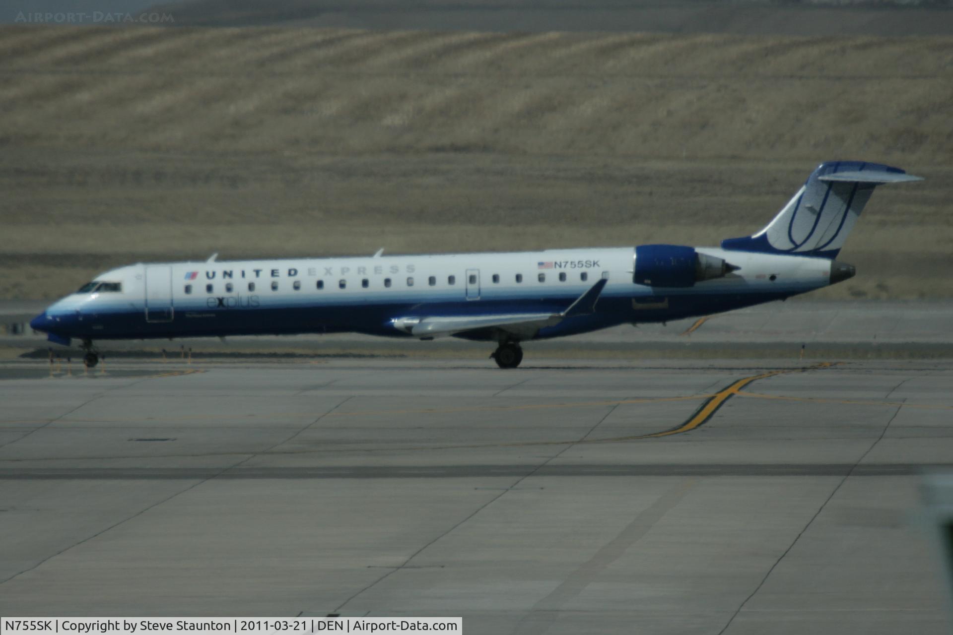 N755SK, 2005 Bombardier CRJ-700 (CL-600-2C10) Regional Jet C/N 10220, Taken at Denver International Airport, in March 2011 whilst on an Aeroprint Aviation tour