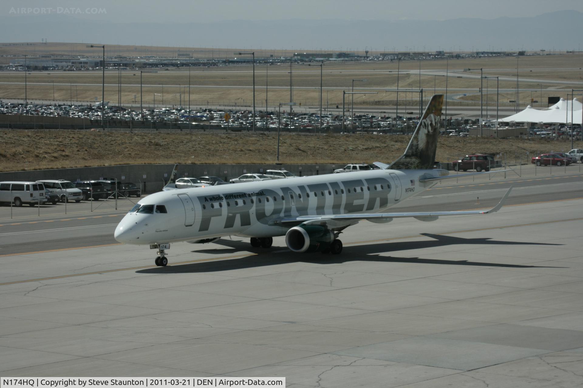 N174HQ, 2008 Embraer 190AR (ERJ-190-100IGW) C/N 19000211, Taken at Denver International Airport, in March 2011 whilst on an Aeroprint Aviation tour