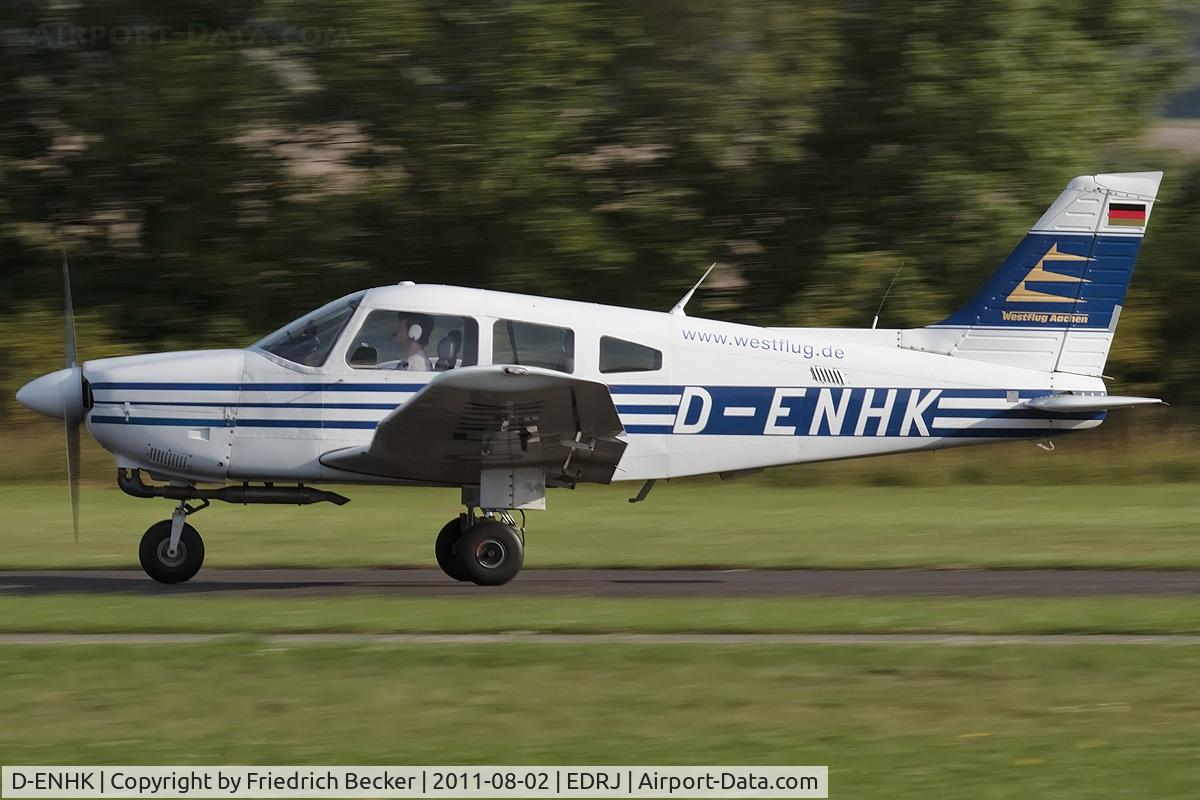 D-ENHK, 1982 Piper PA-28-181 Archer II C/N 28-8290135, departing from Saarlouis